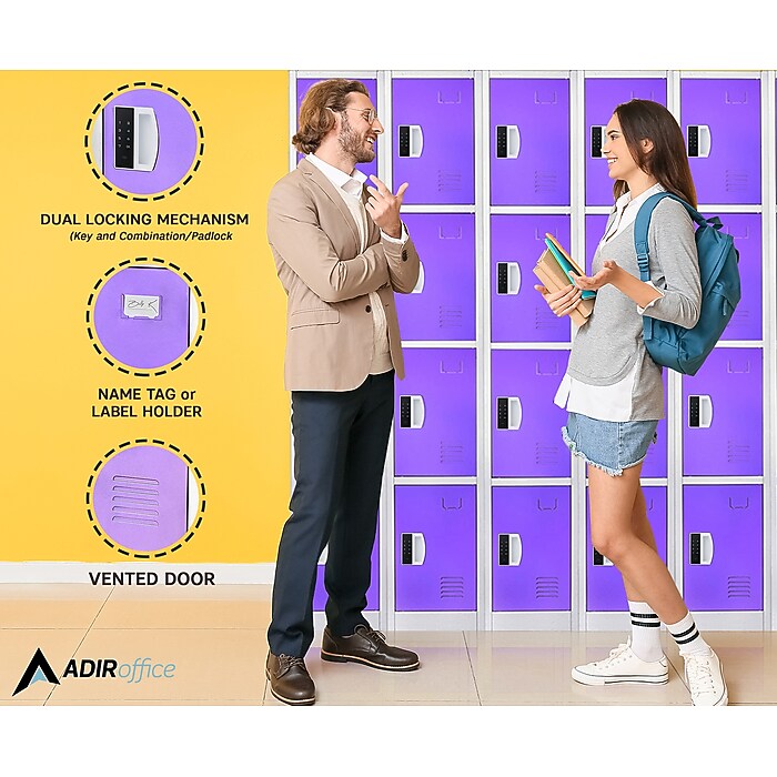 72" H x 12" W  4-Tier Steel Storage Locker with Digital Lock, Purple