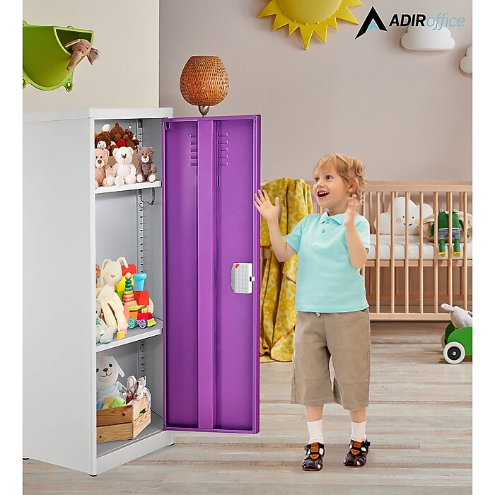 48" H x 15" W Steel Single Tier Storage Locker with Digital Lock, Purple