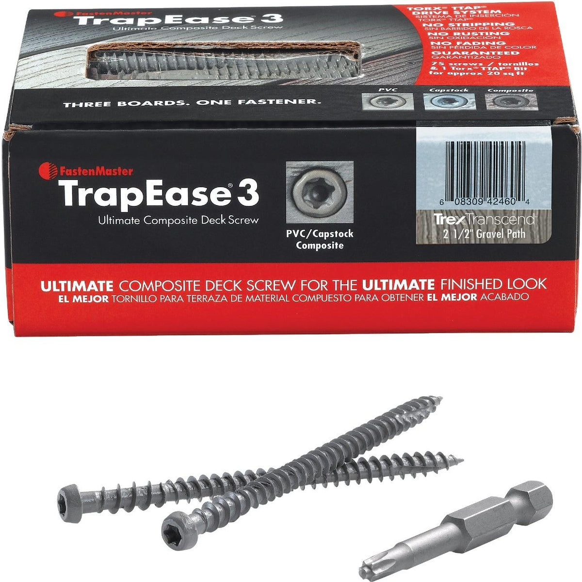 FastenMaster TrapEase #10 x 2-1/2 In. Brown Ultimate Composite Deck Screw (75-Count Box)