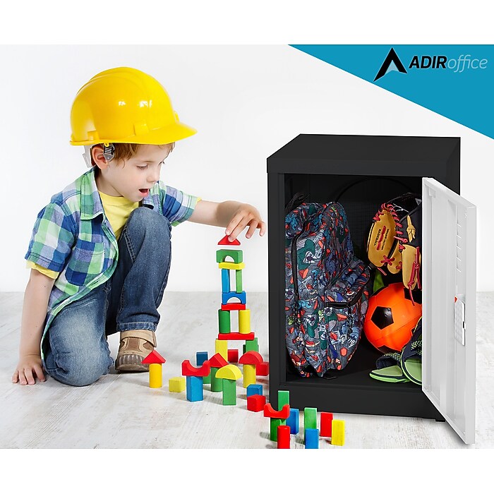 24" H x 15" W Steel Single Tier Storage Locker with Digital Lock, Black and White