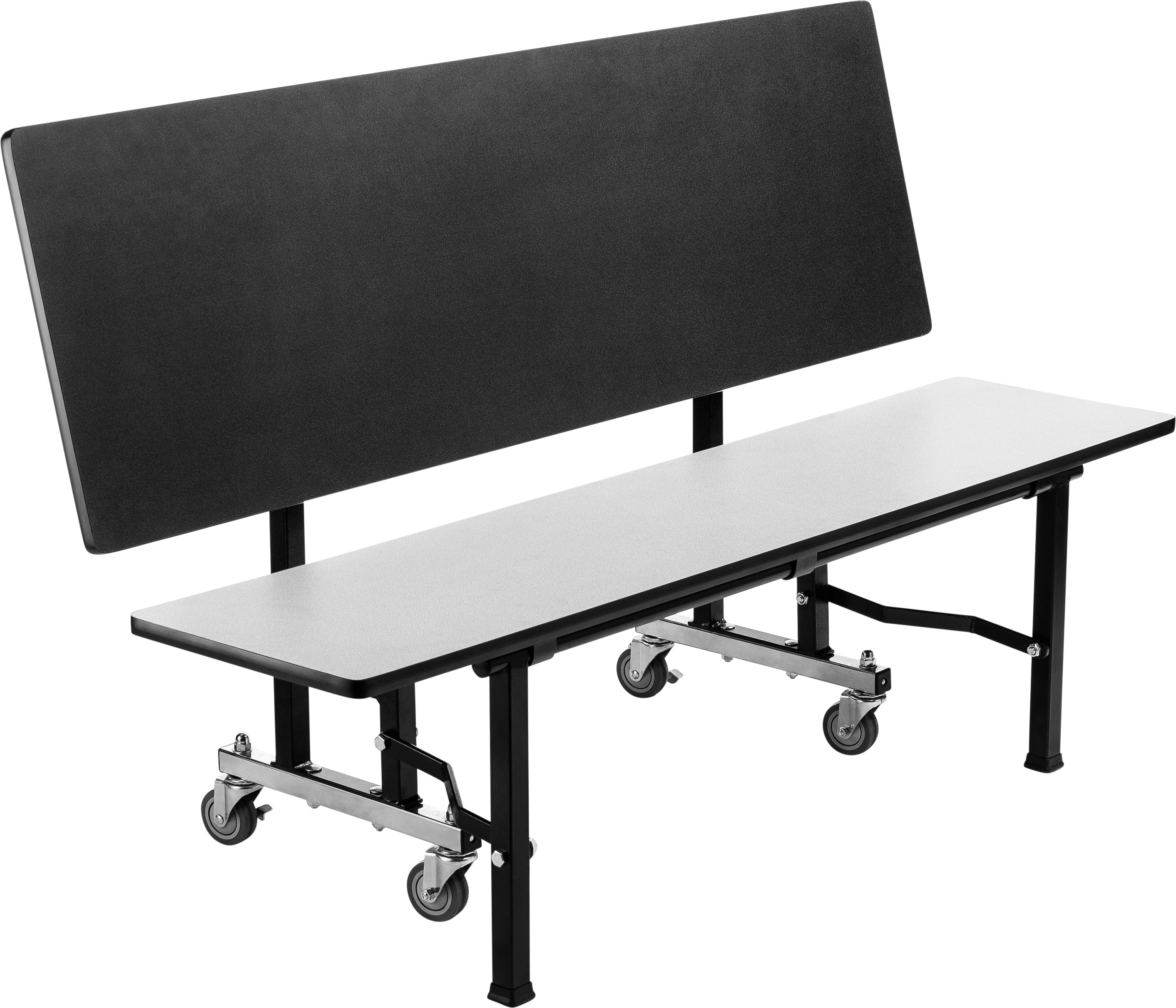 NPS® ToGo Bench, 48", Particleboard Core, Edge Type: Vinyl T-Mold, Frame Type: Textured Black (Specify Laminate Color For Backrest/Seat)