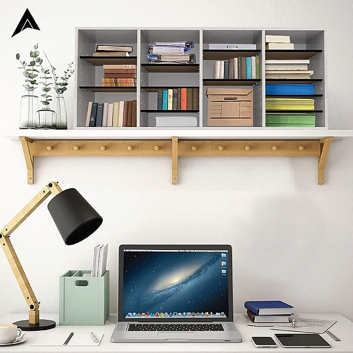 Wood Adjustable 24 Compartment Literature Organizer, White 2 Pack