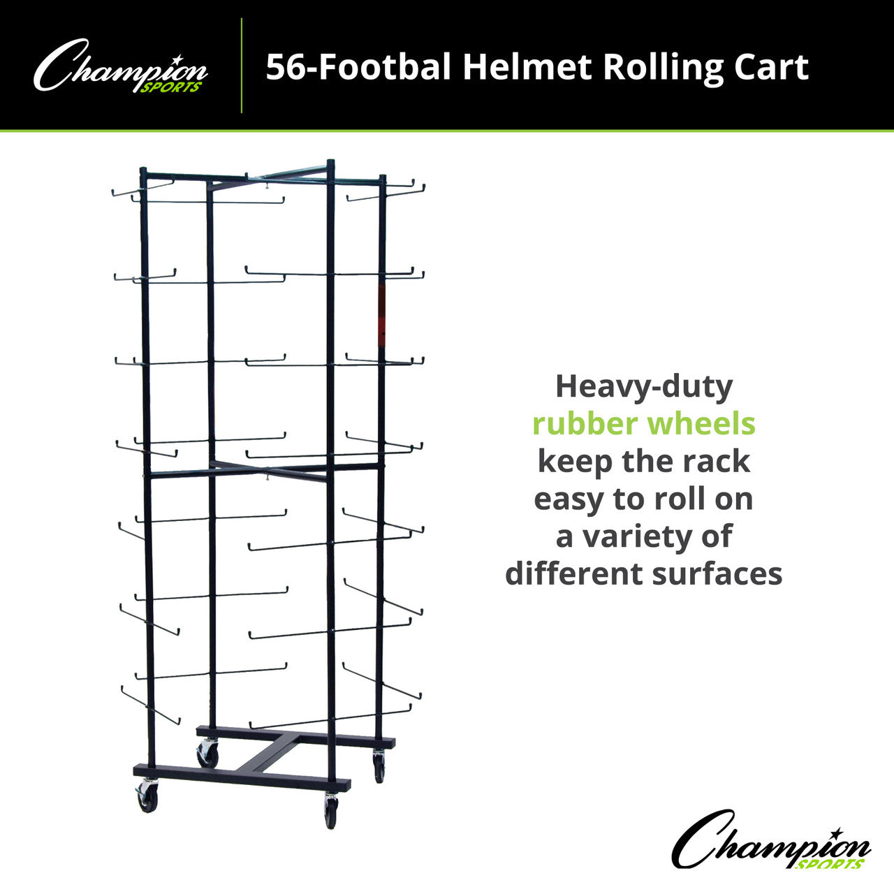 56 Football Helmet Rolling Cart