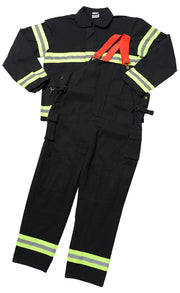 Adult Fire Fighter Suit, Black, Size Small