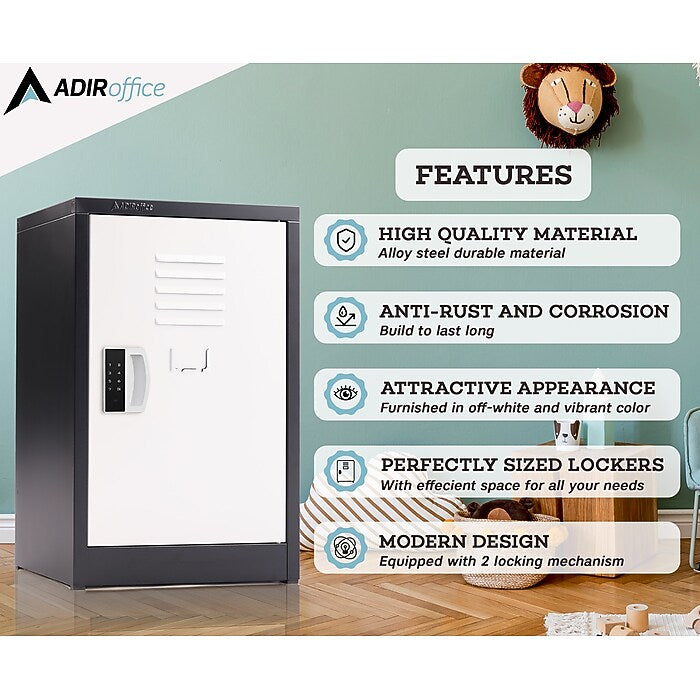 24" H x 15" W Steel Single Tier Storage Locker with Digital Lock, Black and White