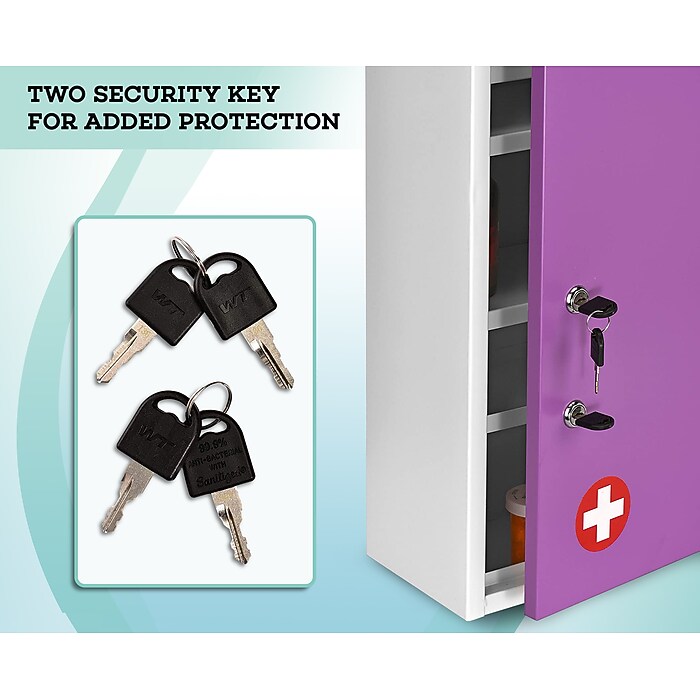 21 in. H x 16 in. W x 6 in. D Large Dual Lock Surface-Mount Medical Security Cabinet in Purple