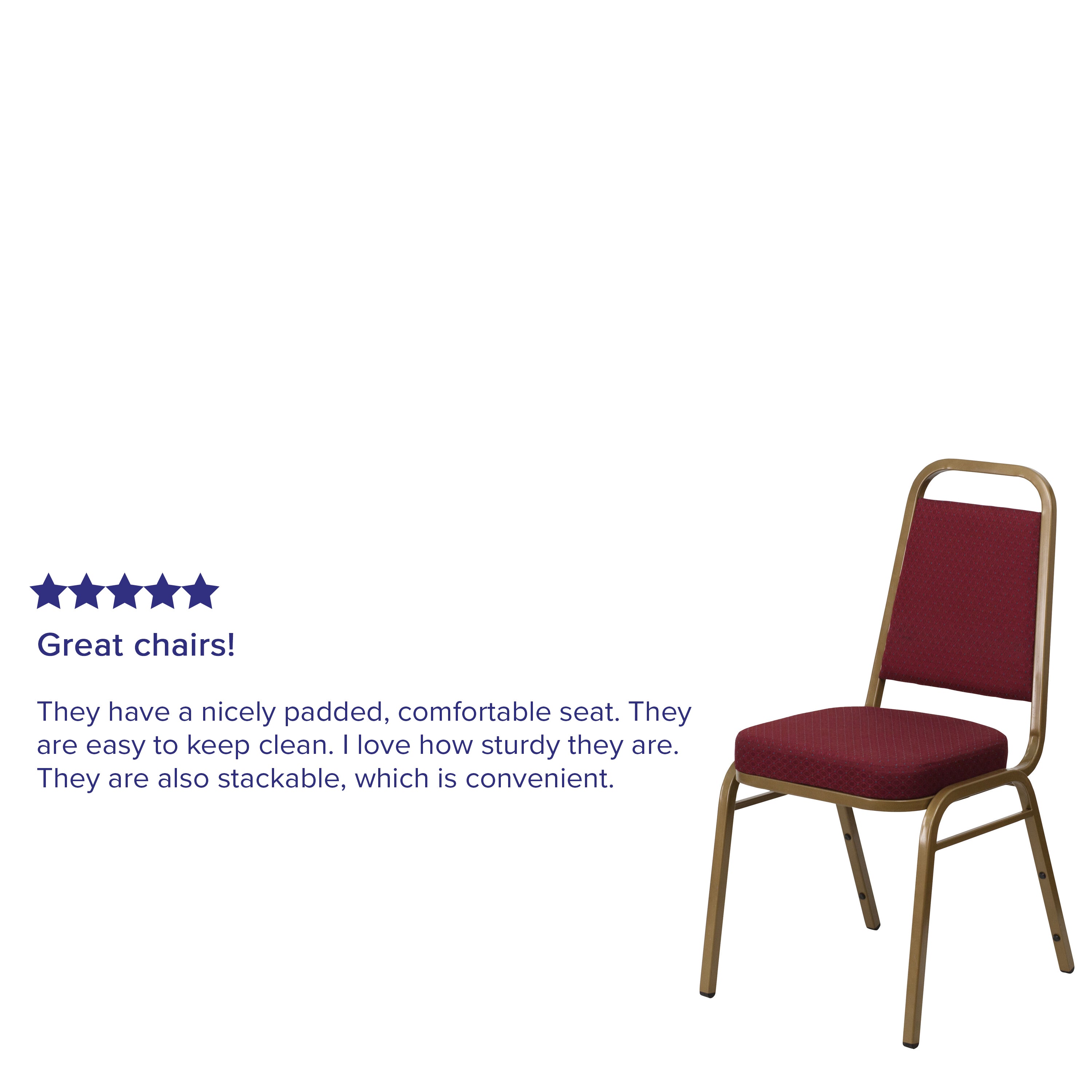 HERCULES Series Trapezoidal Back Stacking Banquet Chair in Burgundy Patterned Fabric - Gold Frame