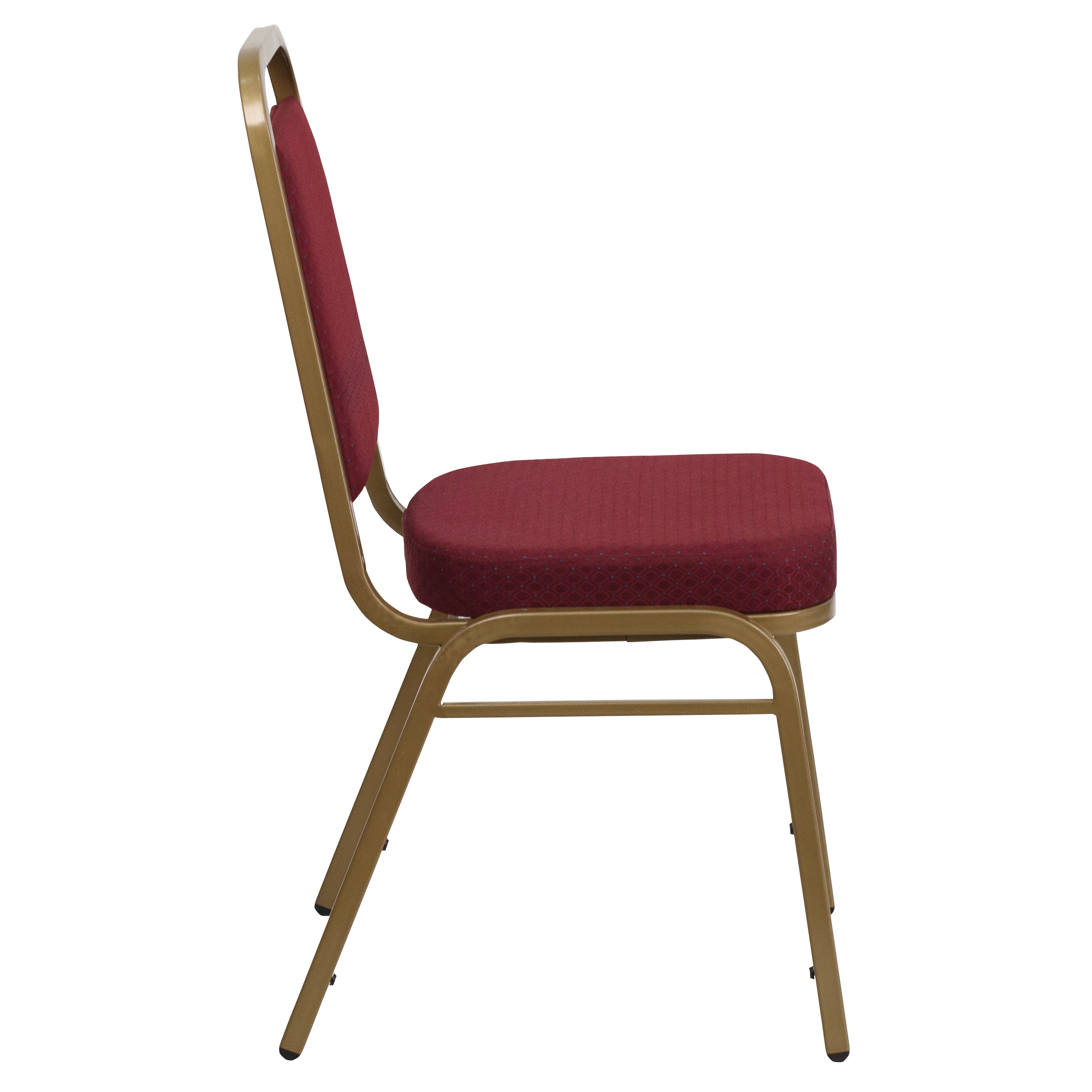 HERCULES Series Trapezoidal Back Stacking Banquet Chair in Burgundy Patterned Fabric - Gold Frame