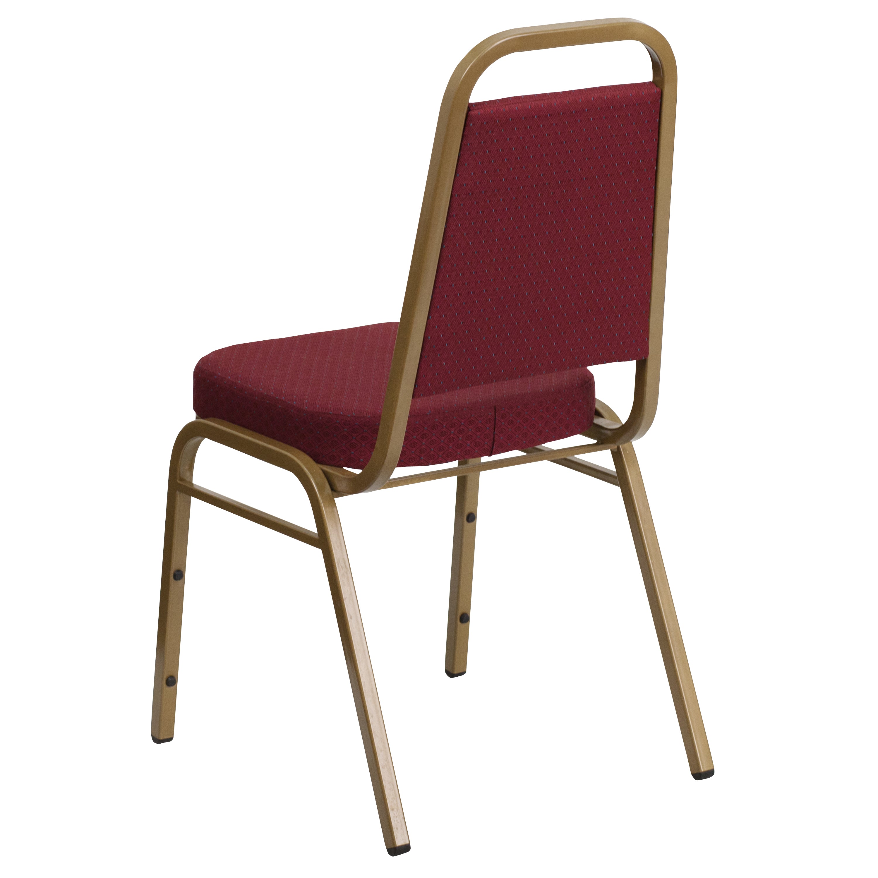 HERCULES Series Trapezoidal Back Stacking Banquet Chair in Burgundy Patterned Fabric - Gold Frame