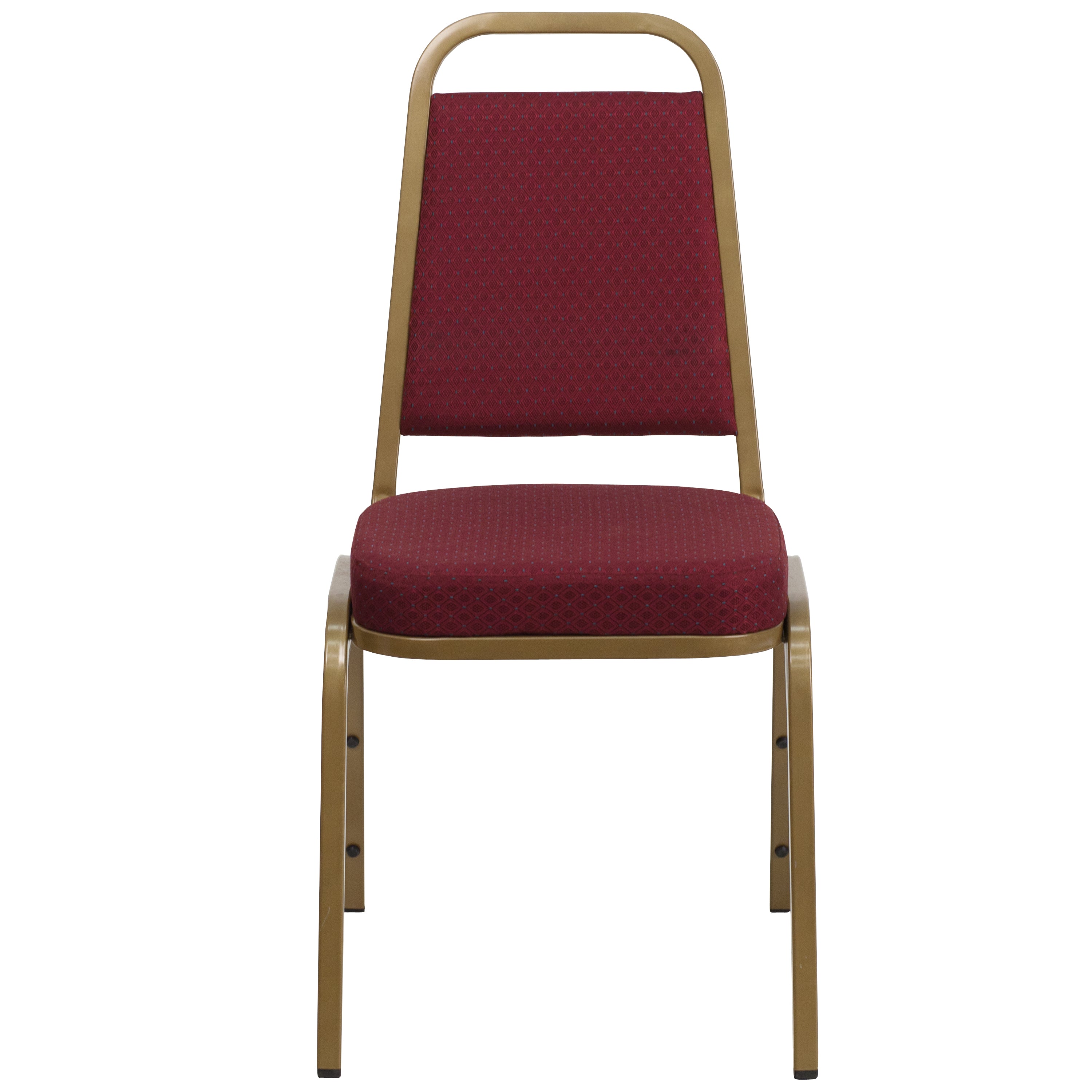 HERCULES Series Trapezoidal Back Stacking Banquet Chair in Burgundy Patterned Fabric - Gold Frame