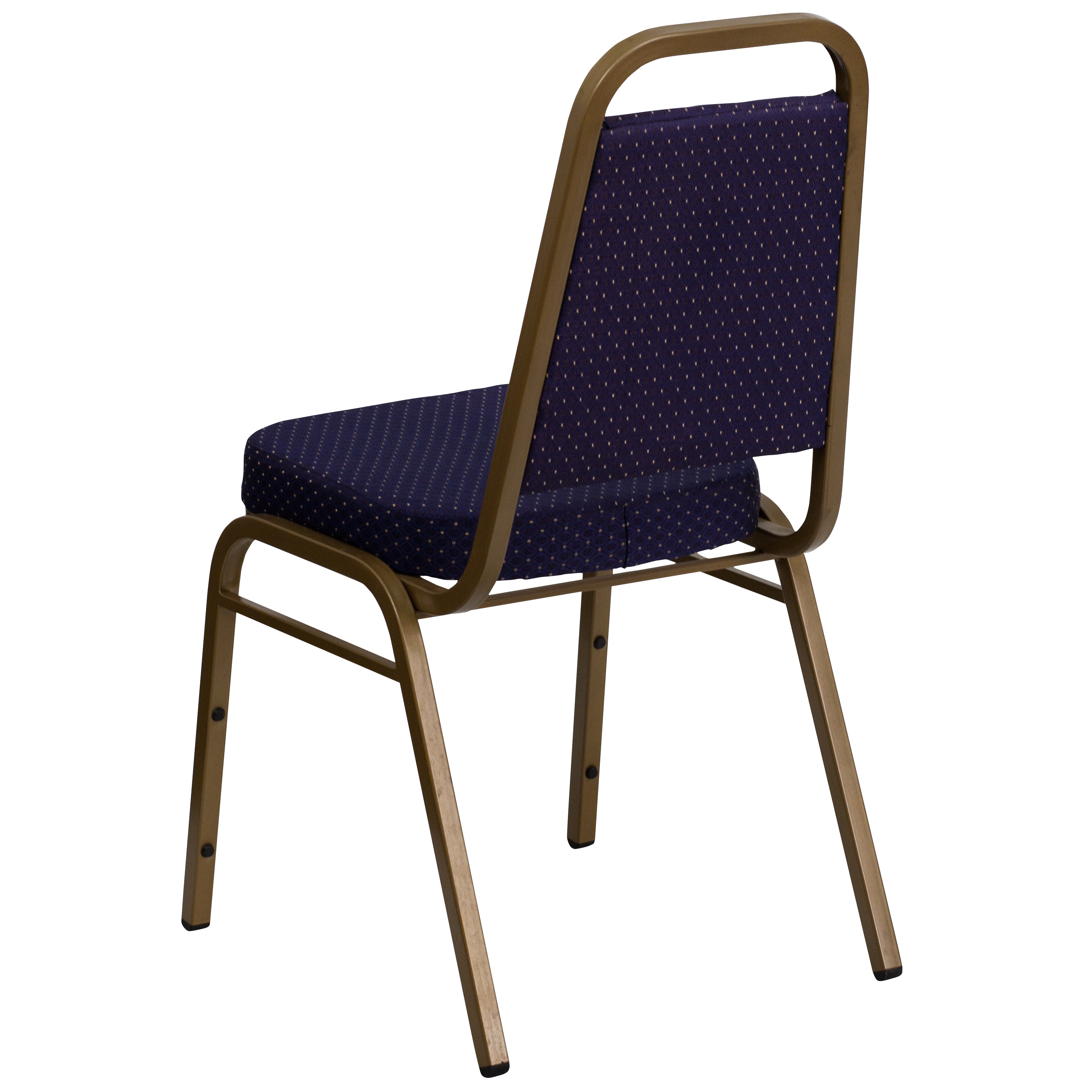 HERCULES Series Trapezoidal Back Stacking Banquet Chair in Navy Patterned Fabric - Gold Frame