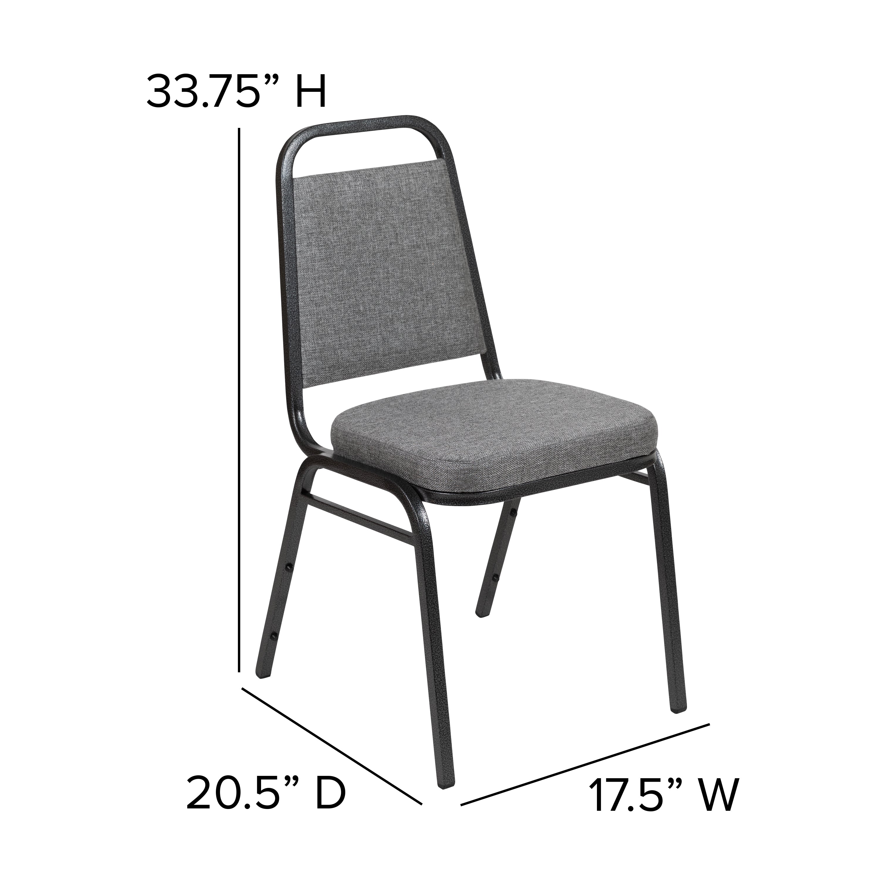 HERCULES Series Trapezoidal Back Stacking Banquet Chair with 2.5" Thick Seat in Gray Fabric - Silver Vein Frame