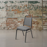 HERCULES Series Trapezoidal Back Stacking Banquet Chair with 2.5" Thick Seat in Gray Fabric - Silver Vein Frame