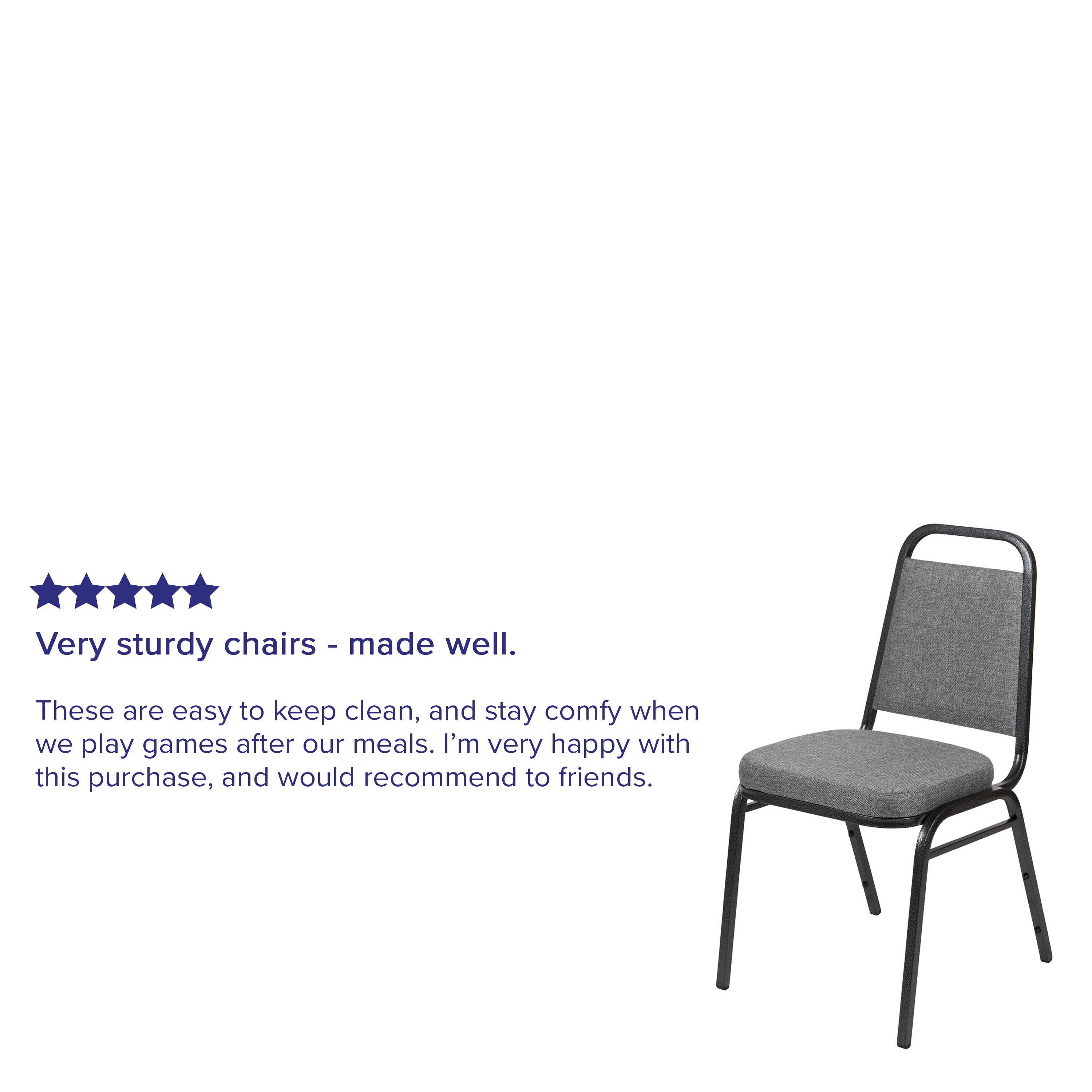 HERCULES Series Trapezoidal Back Stacking Banquet Chair with 2.5" Thick Seat in Gray Fabric - Silver Vein Frame