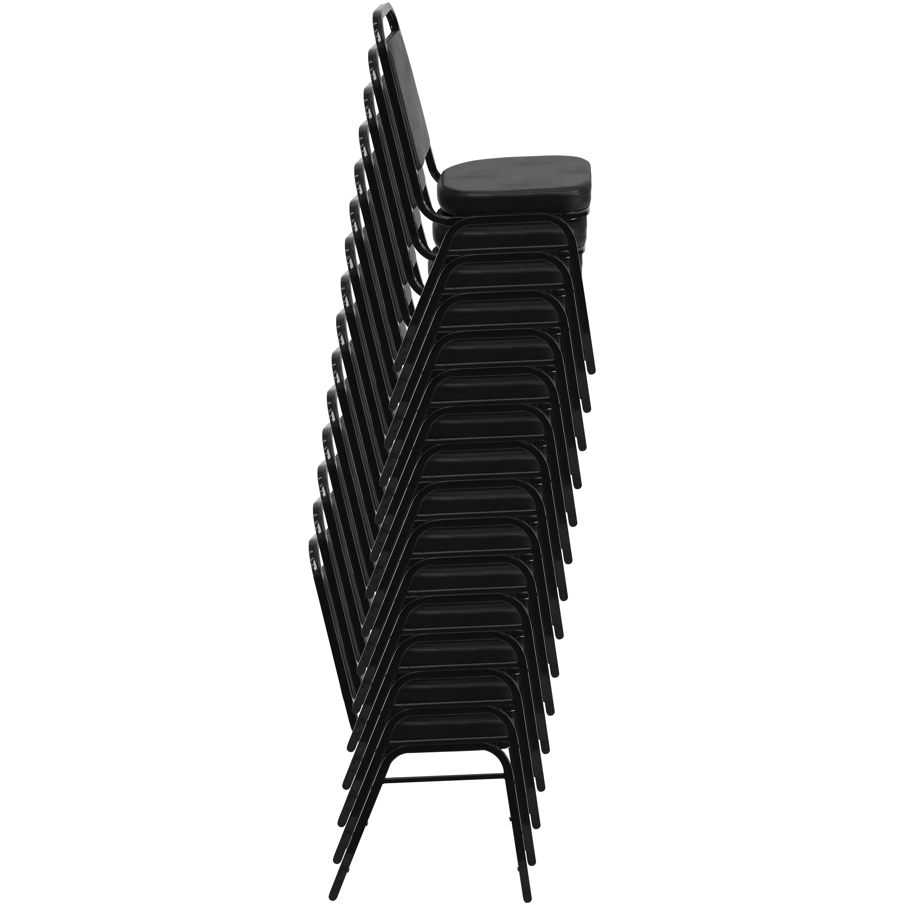 HERCULES Series Trapezoidal Back Stacking Banquet Chair in Burgundy Vinyl - Silver Vein Frame