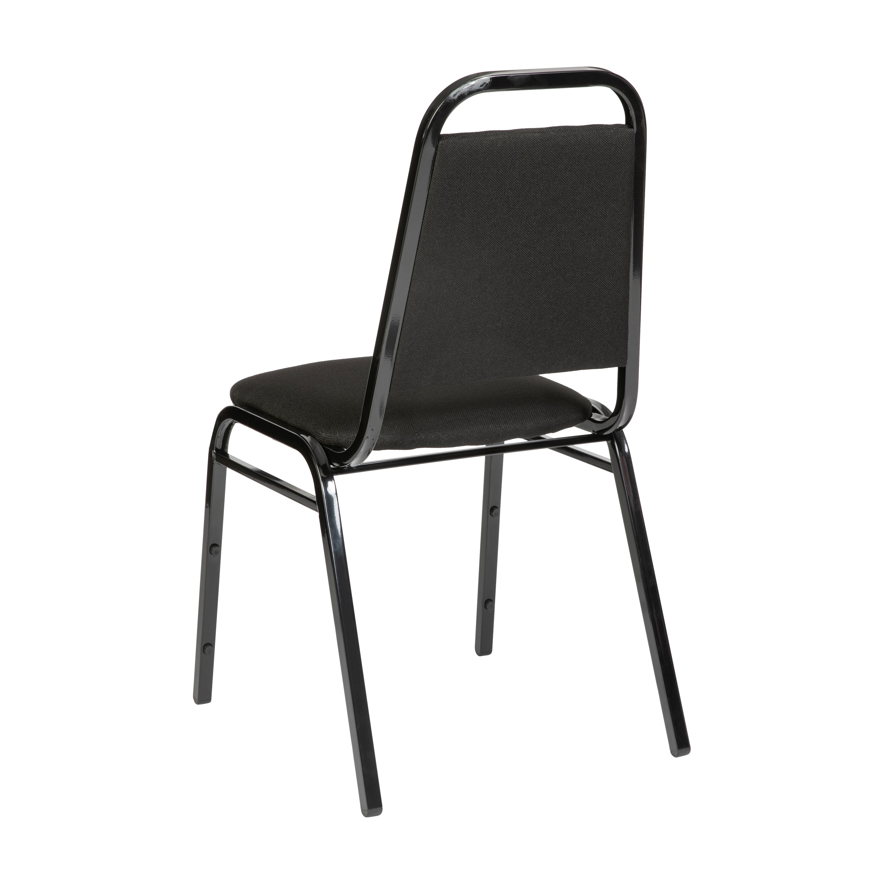 HERCULES Series Trapezoidal Back Stacking Banquet Chair in Black Fabric - Black Frame