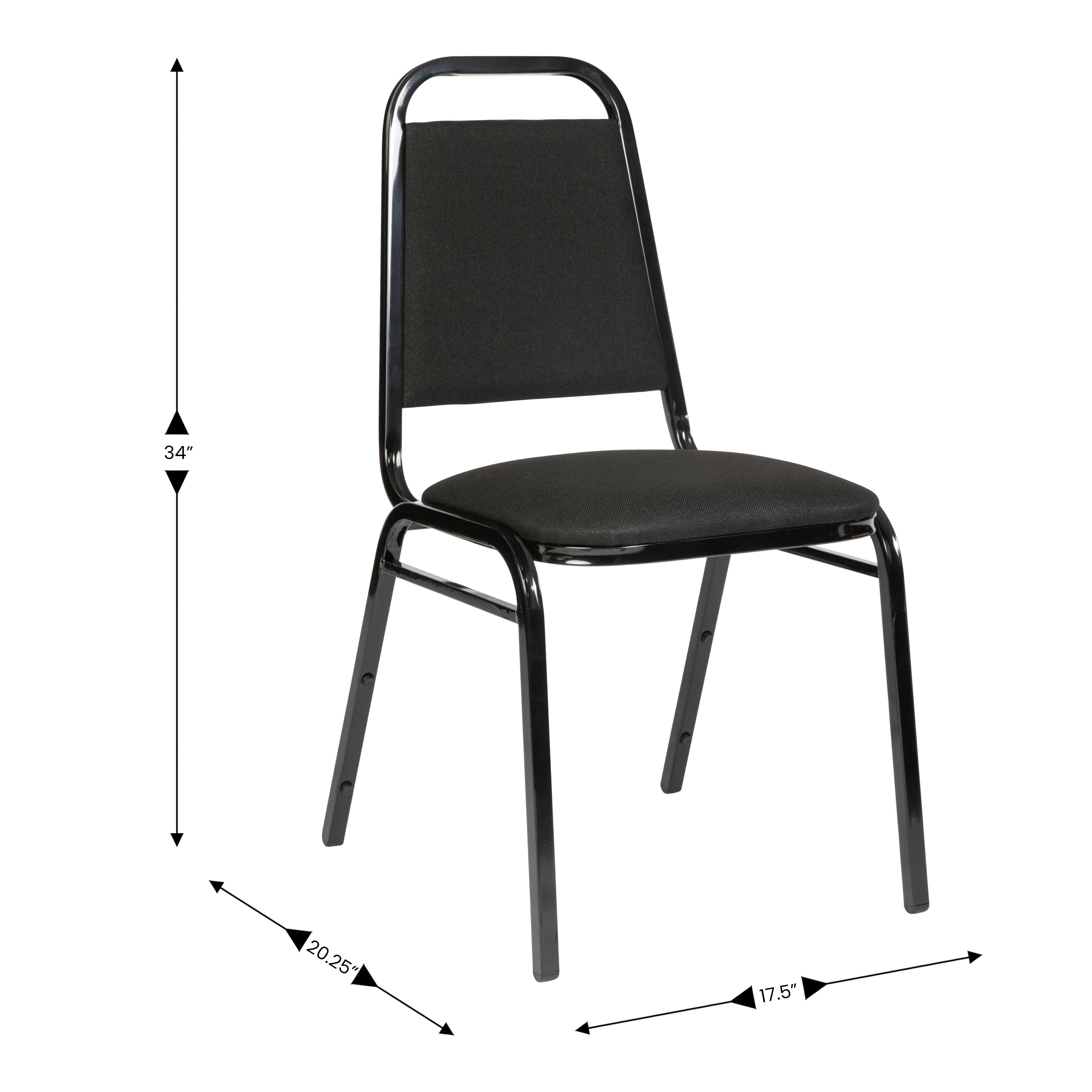 HERCULES Series Trapezoidal Back Stacking Banquet Chair in Black Fabric - Black Frame