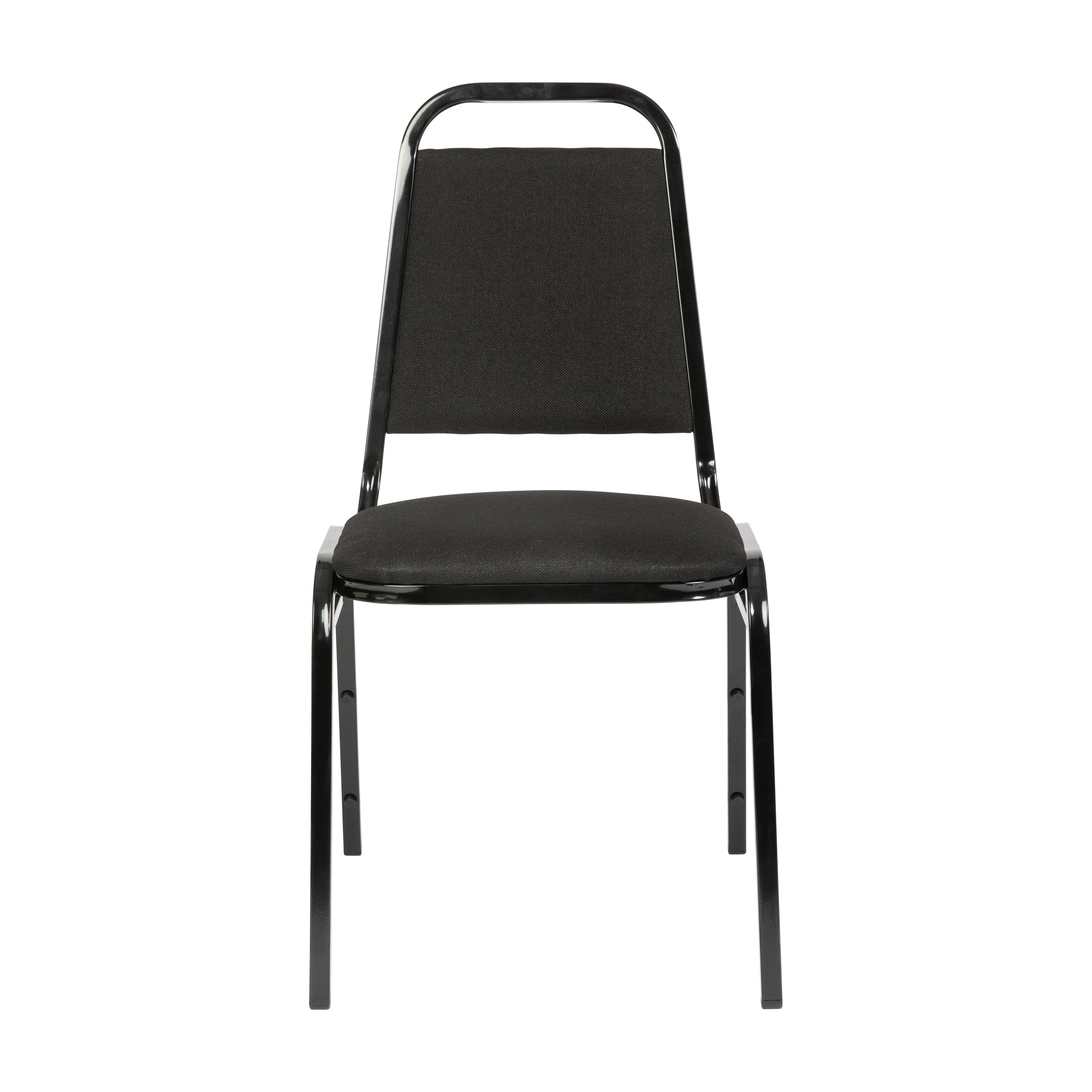 HERCULES Series Trapezoidal Back Stacking Banquet Chair in Black Fabric - Black Frame