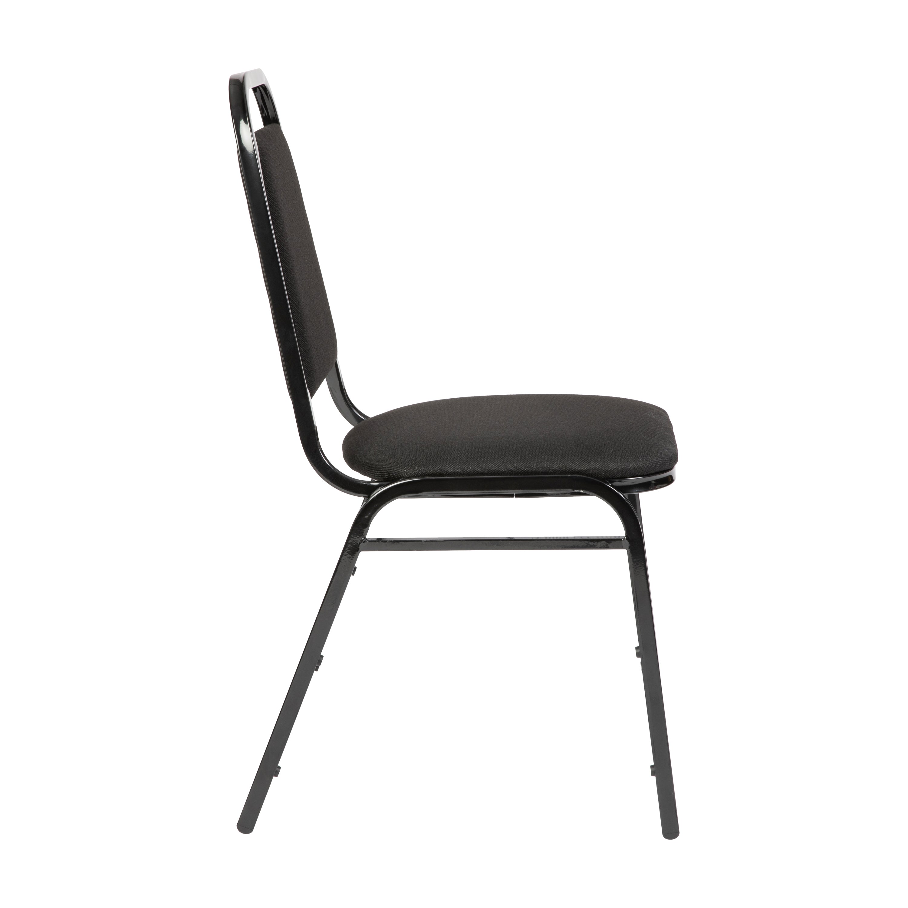 HERCULES Series Trapezoidal Back Stacking Banquet Chair in Black Fabric - Black Frame