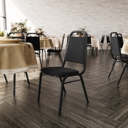 HERCULES Series Trapezoidal Back Stacking Banquet Chair in Black Fabric - Black Frame