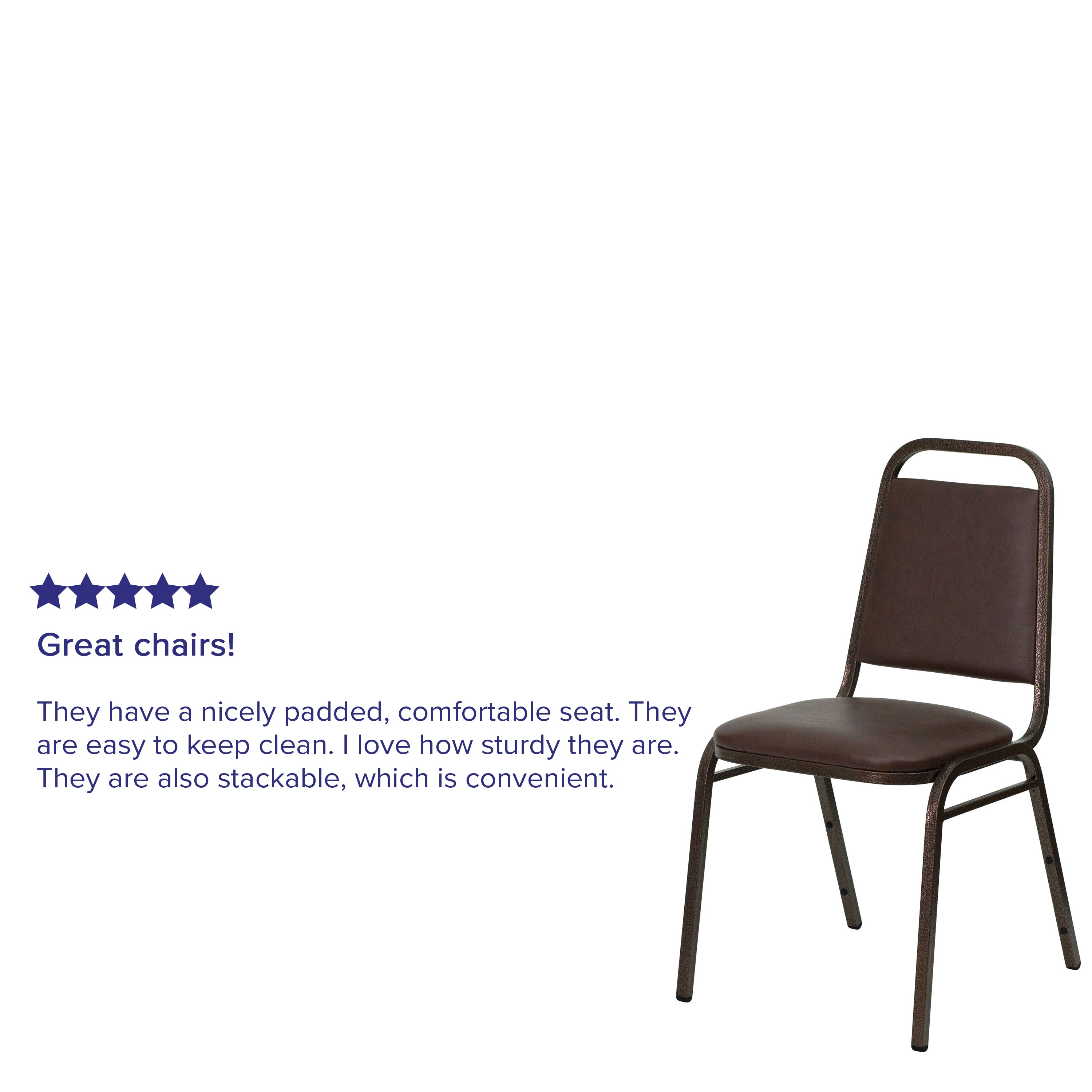HERCULES Series Trapezoidal Back Stacking Banquet Chair in Brown Vinyl - Copper Vein Frame