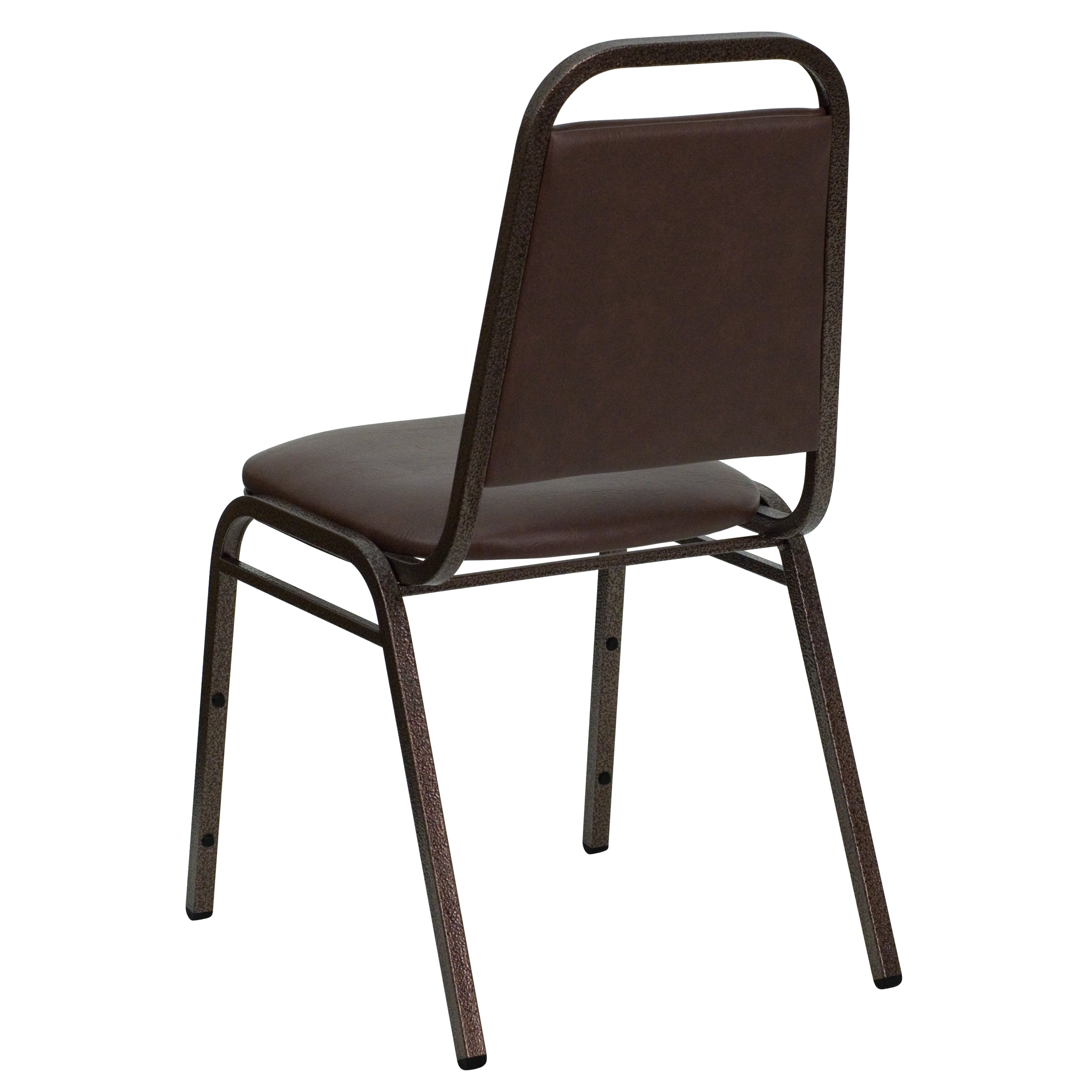 HERCULES Series Trapezoidal Back Stacking Banquet Chair in Brown Vinyl - Copper Vein Frame