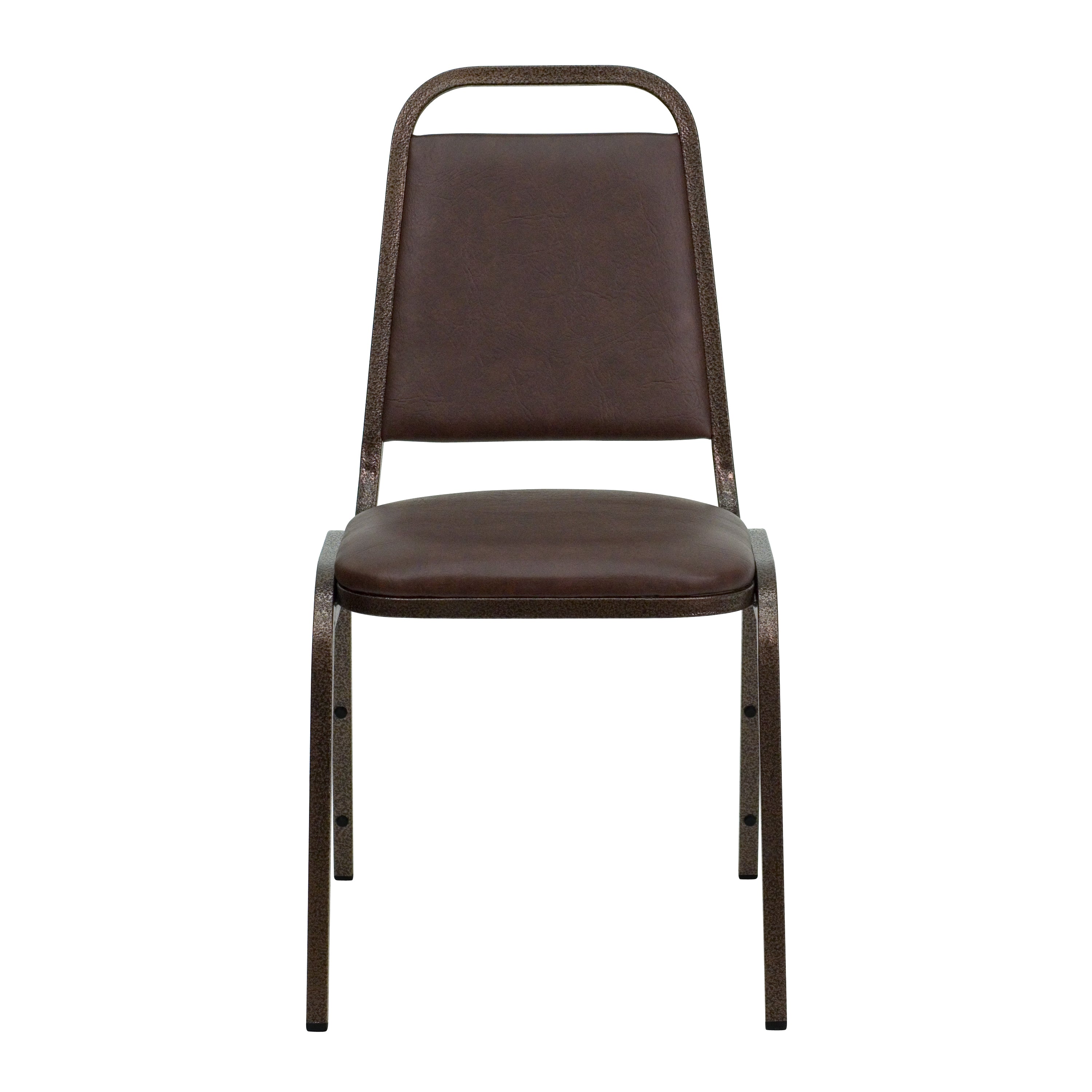 HERCULES Series Trapezoidal Back Stacking Banquet Chair in Brown Vinyl - Copper Vein Frame
