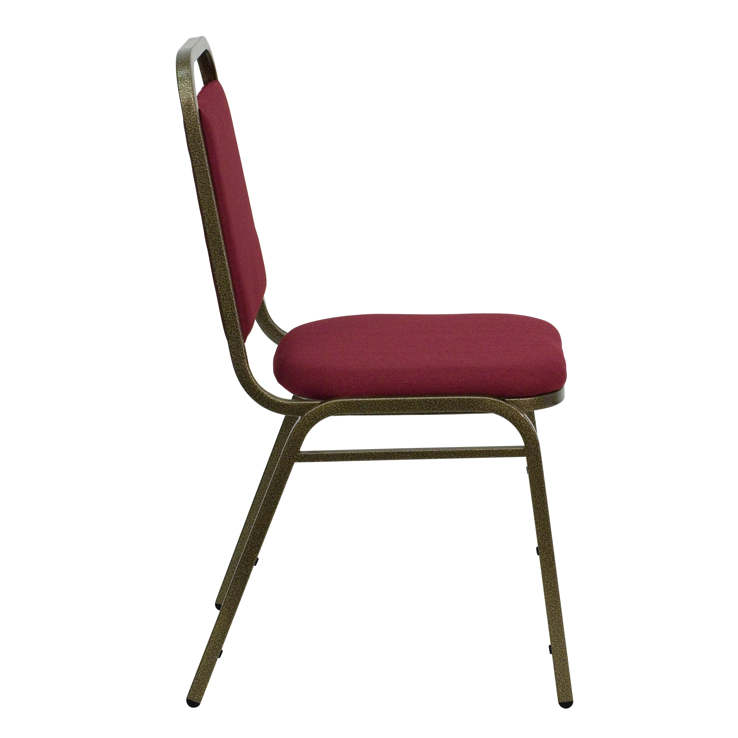 HERCULES Series Trapezoidal Back Stacking Banquet Chair in Burgundy Fabric - Gold Vein Frame