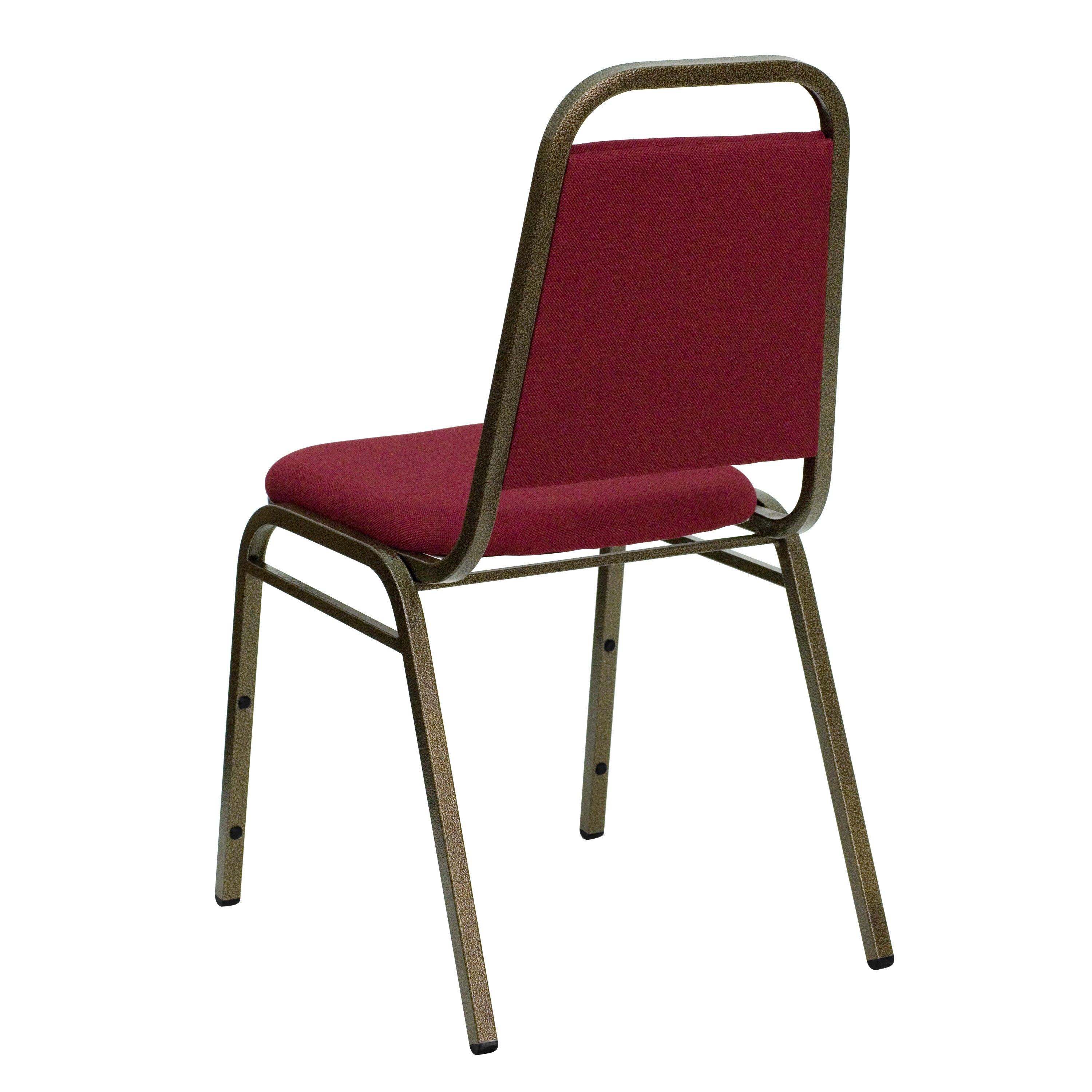 HERCULES Series Trapezoidal Back Stacking Banquet Chair in Burgundy Fabric - Gold Vein Frame