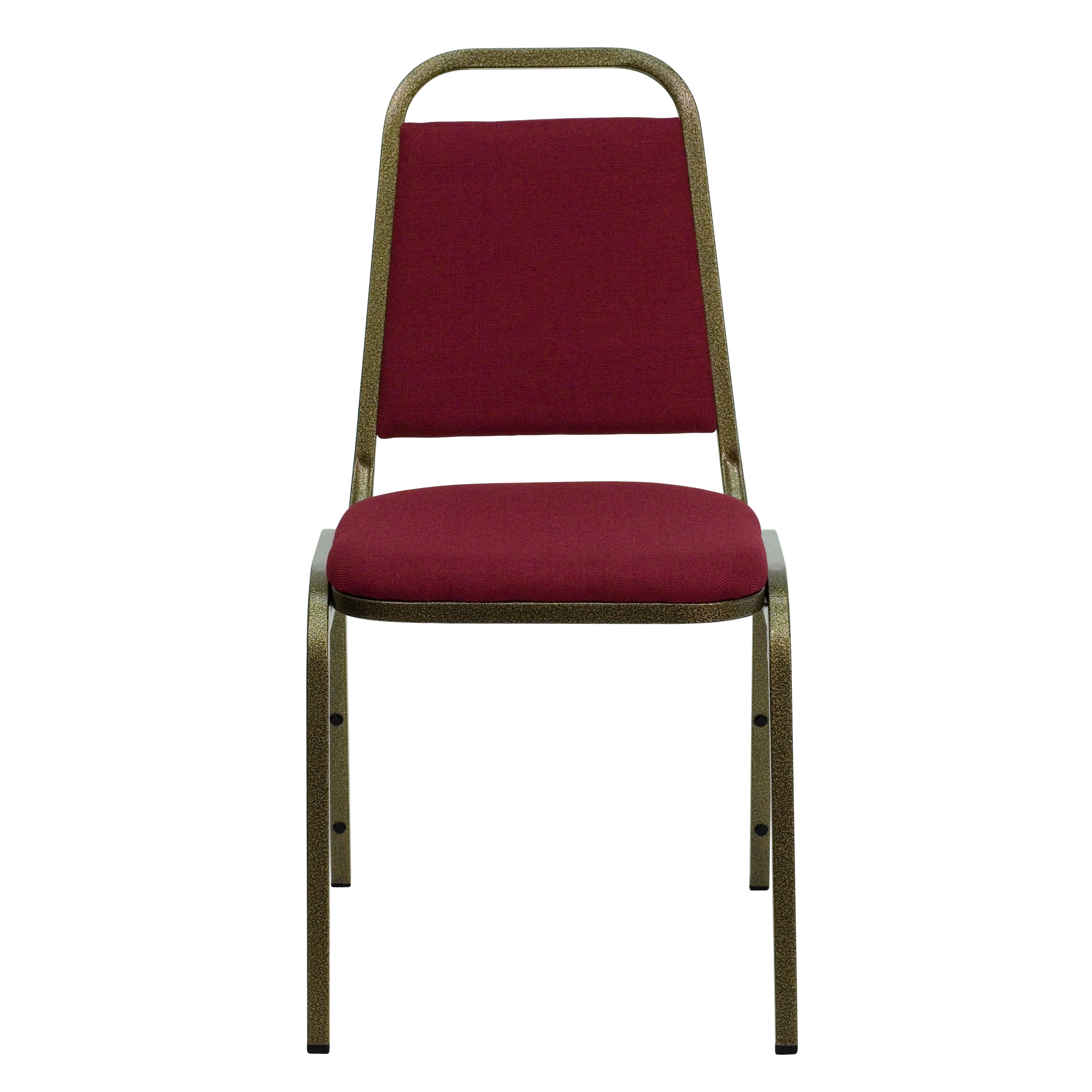 HERCULES Series Trapezoidal Back Stacking Banquet Chair in Burgundy Fabric - Gold Vein Frame