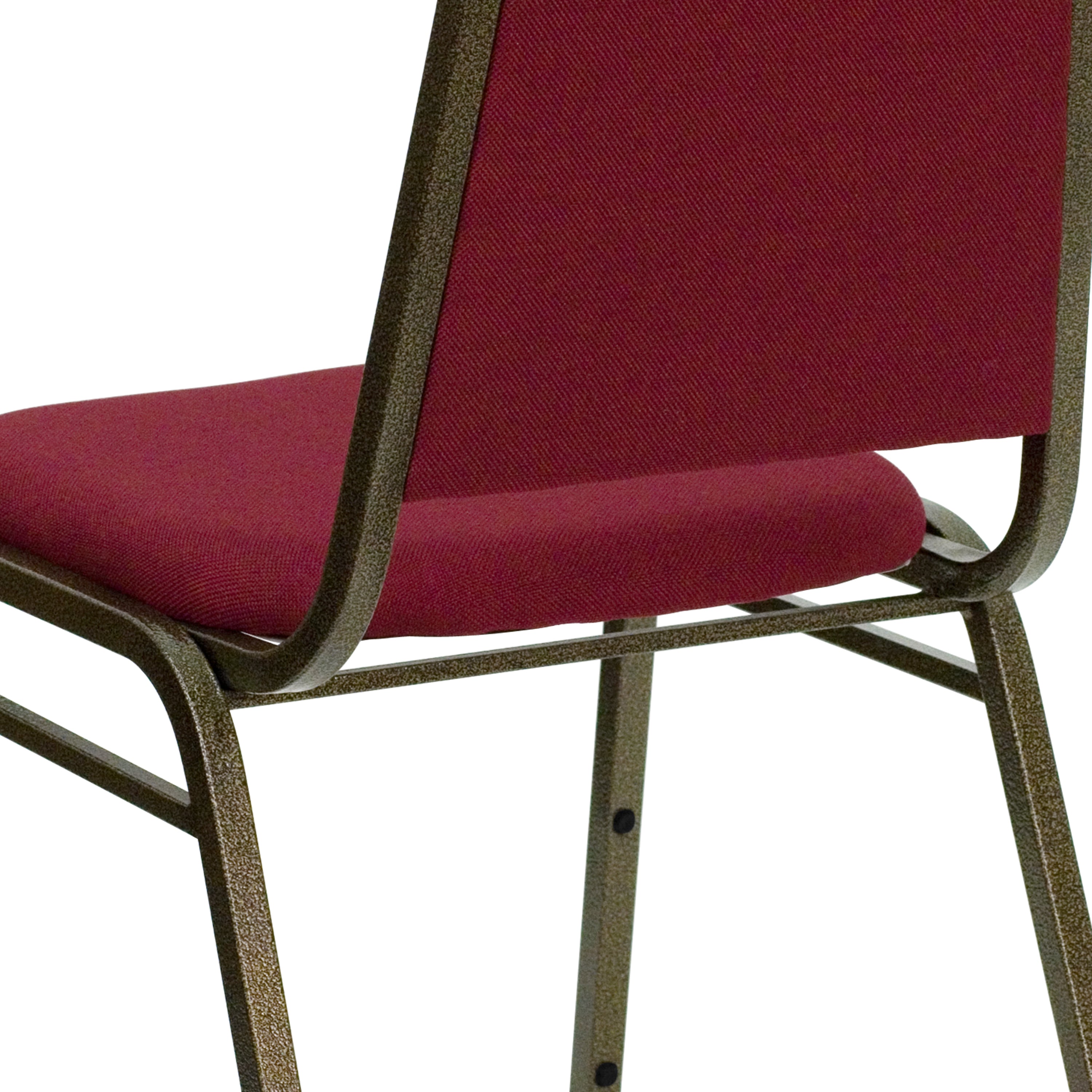 HERCULES Series Trapezoidal Back Stacking Banquet Chair in Burgundy Fabric - Gold Vein Frame