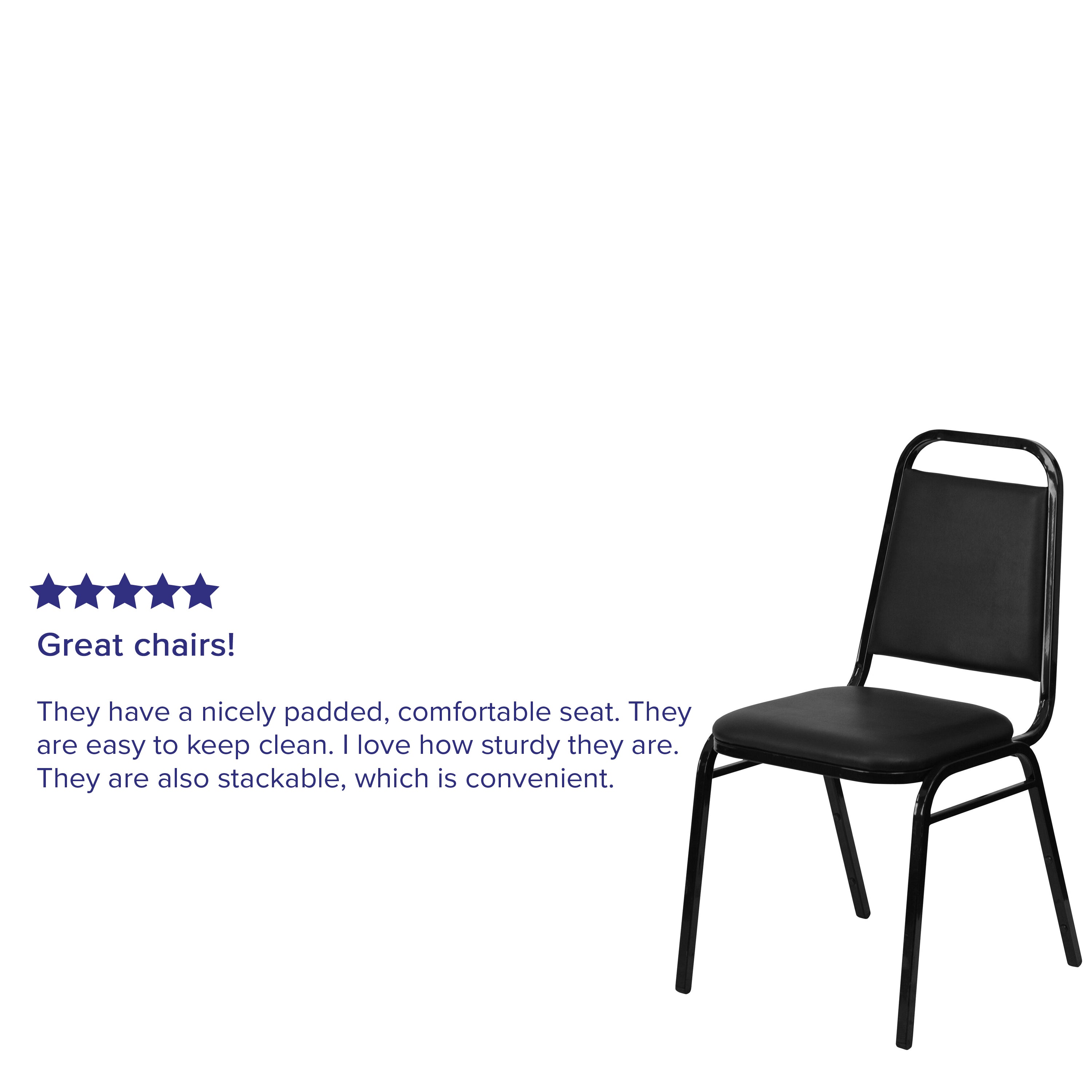HERCULES Series Trapezoidal Back Stacking Banquet Chair in Black Vinyl - Black Frame