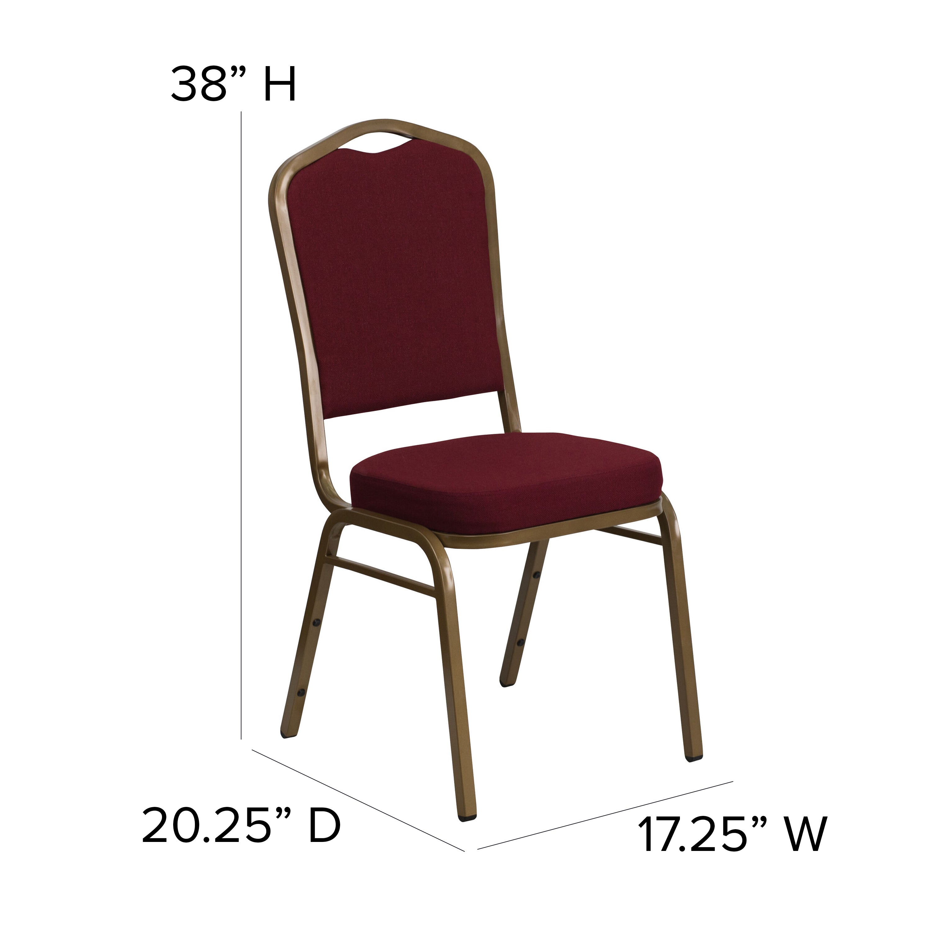 HERCULES Series Crown Back Stacking Banquet Chair in Burgundy Fabric - Gold Frame