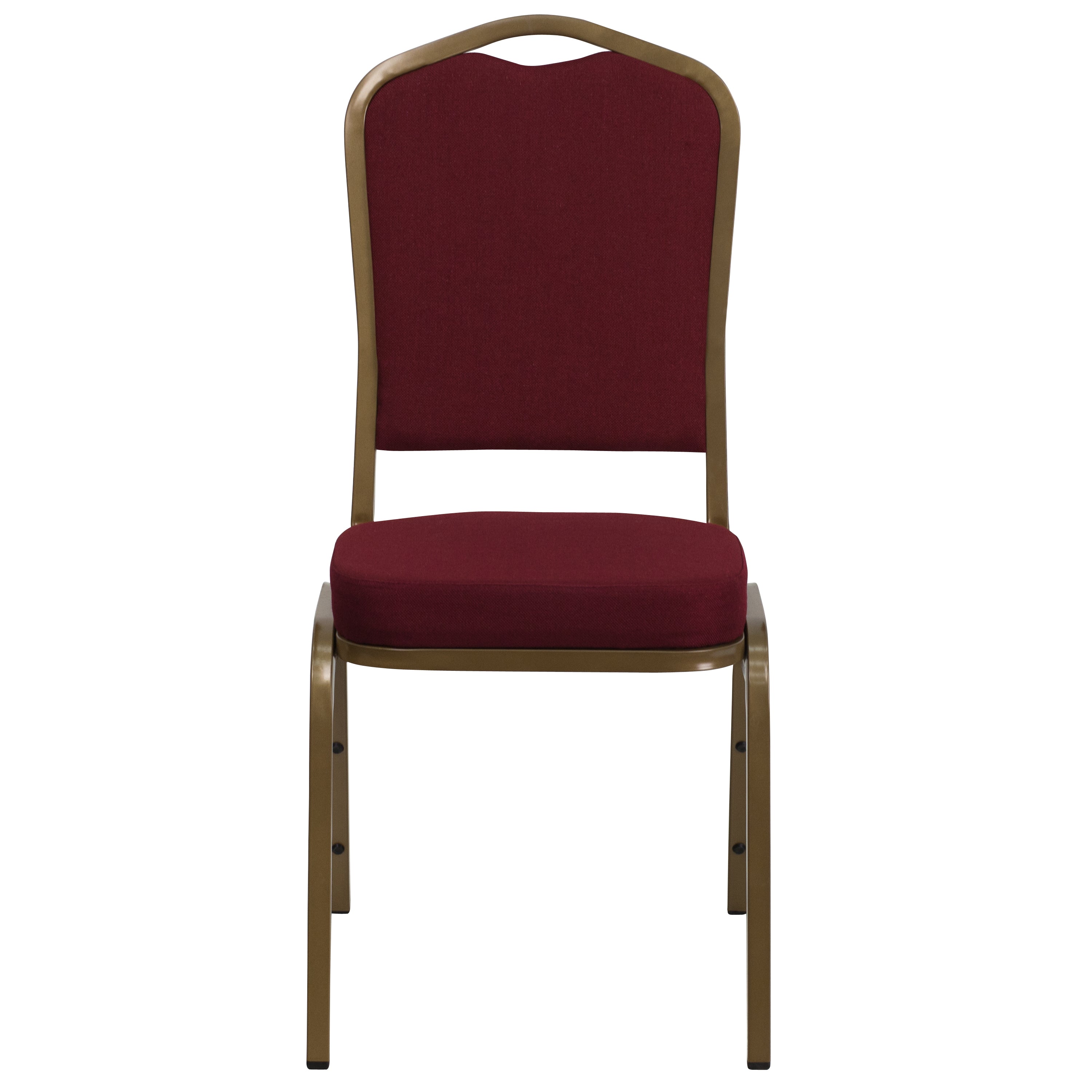 HERCULES Series Crown Back Stacking Banquet Chair in Burgundy Fabric - Gold Frame
