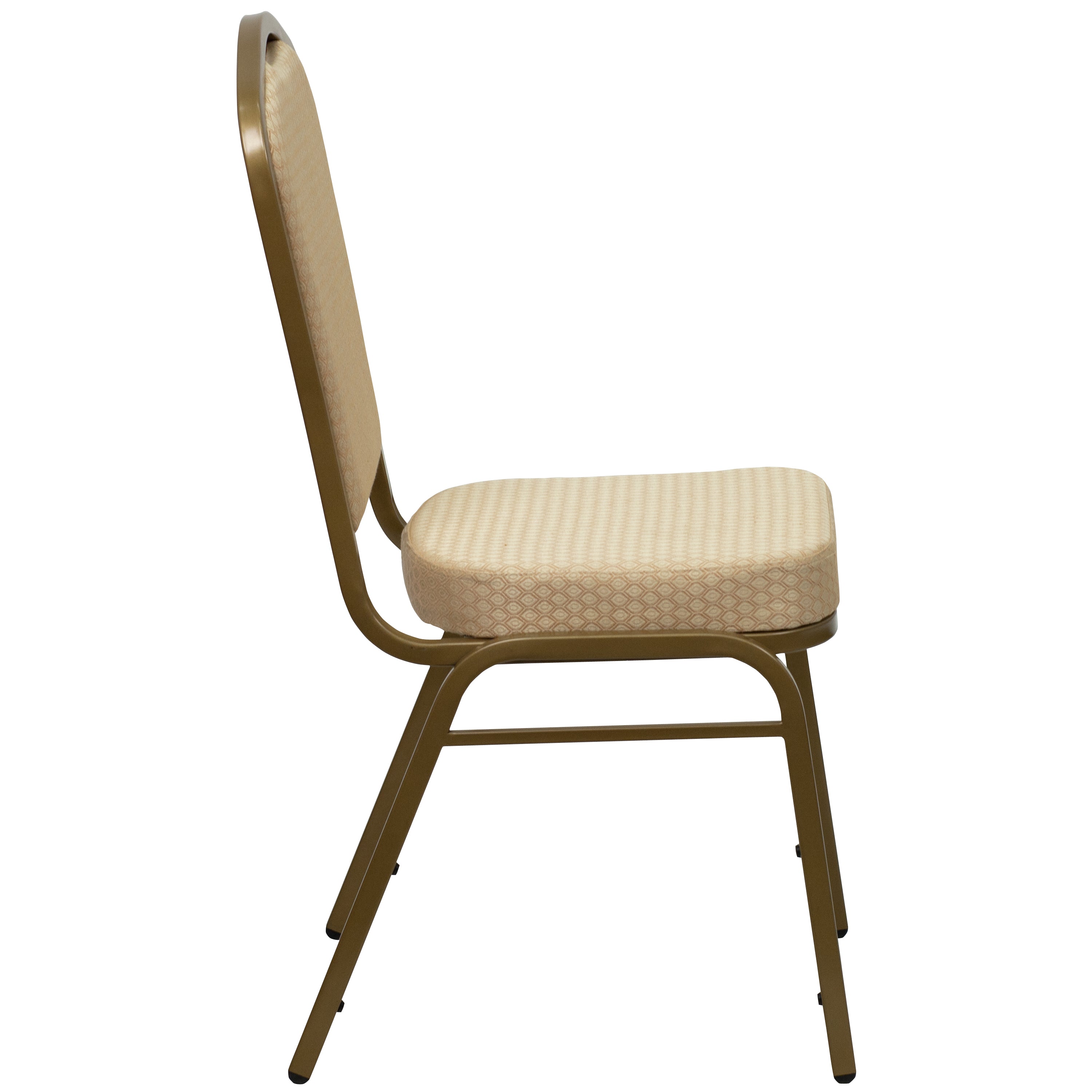HERCULES Series Crown Back Stacking Banquet Chair in Beige Patterned Fabric - Gold Frame