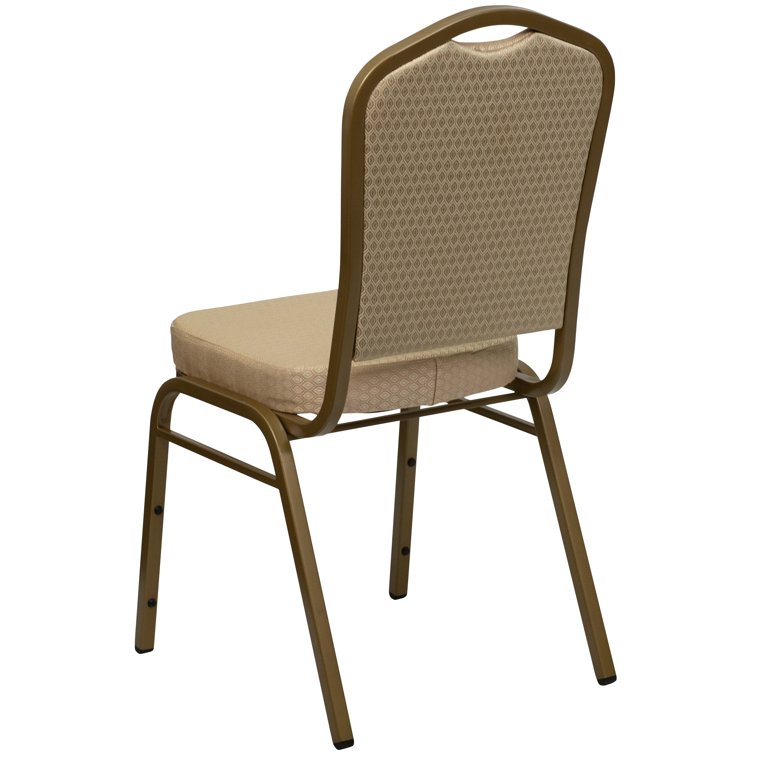 HERCULES Series Crown Back Stacking Banquet Chair in Beige Patterned Fabric - Gold Frame