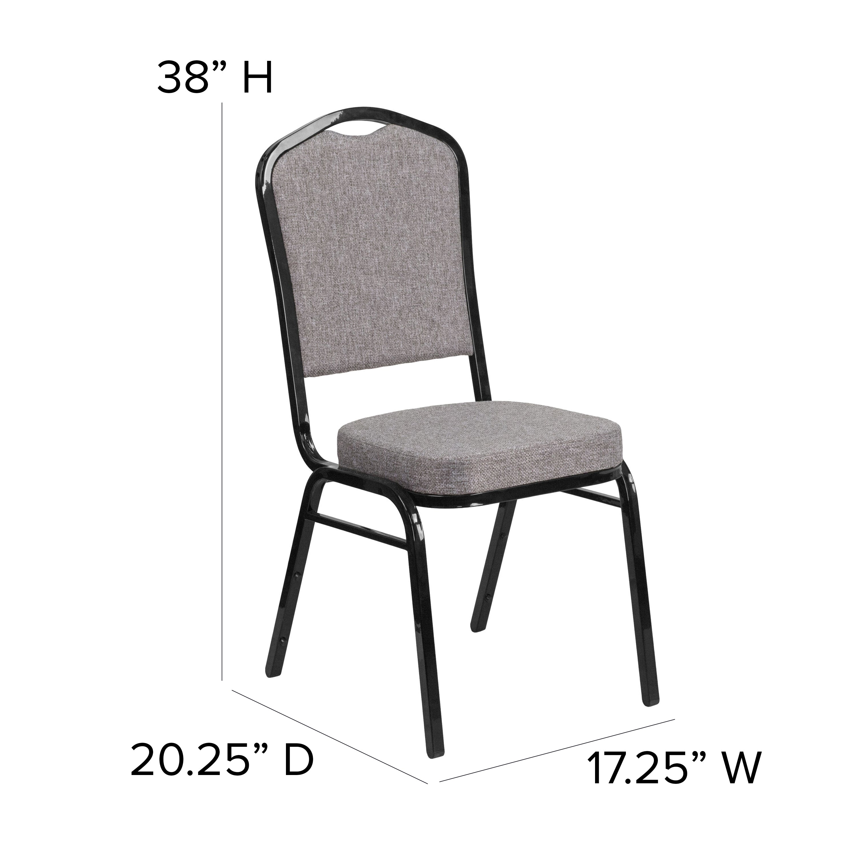 HERCULES Series Crown Back Stacking Banquet Chair in Gray Fabric - Black Frame
