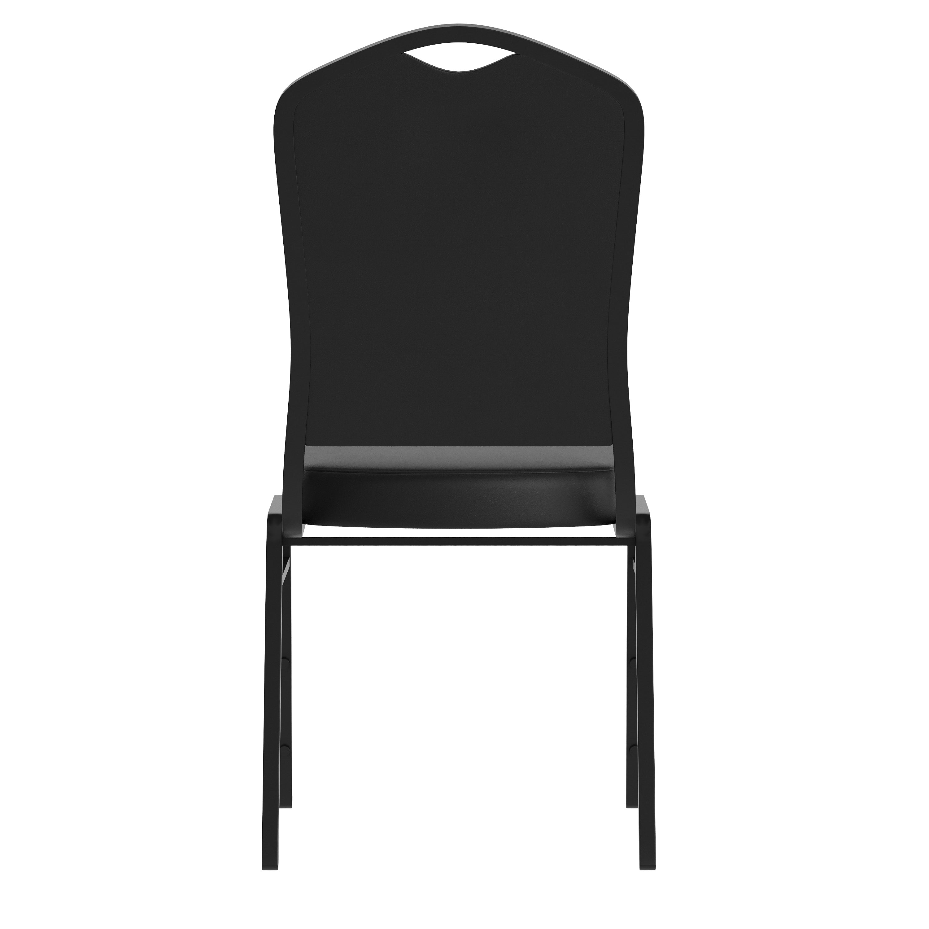HERCULES Series Crown Back Stacking Banquet Chair in Black Vinyl - Black Frame