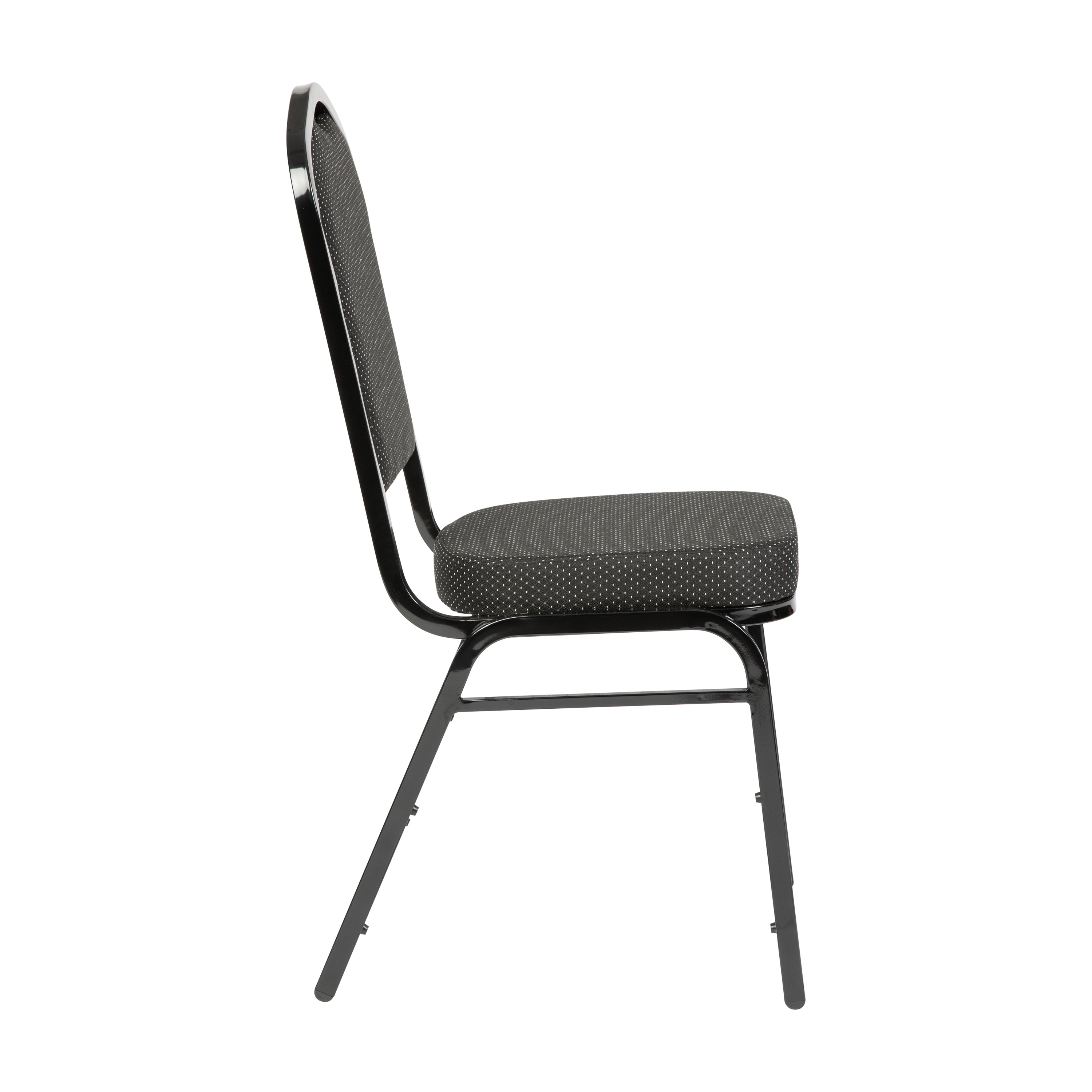 HERCULES Series Crown Back Stacking Banquet Chair in Black Dot Patterned Fabric - Black Frame