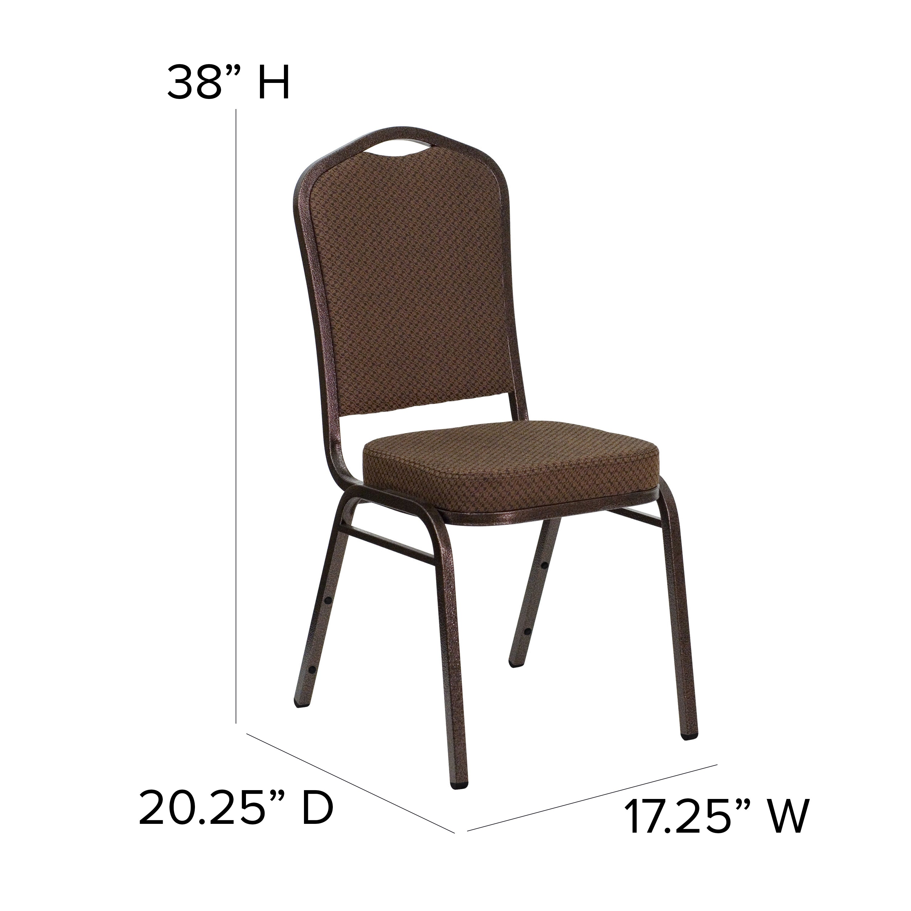 HERCULES Series Crown Back Stacking Banquet Chair in Brown Patterned Fabric - Copper Vein Frame