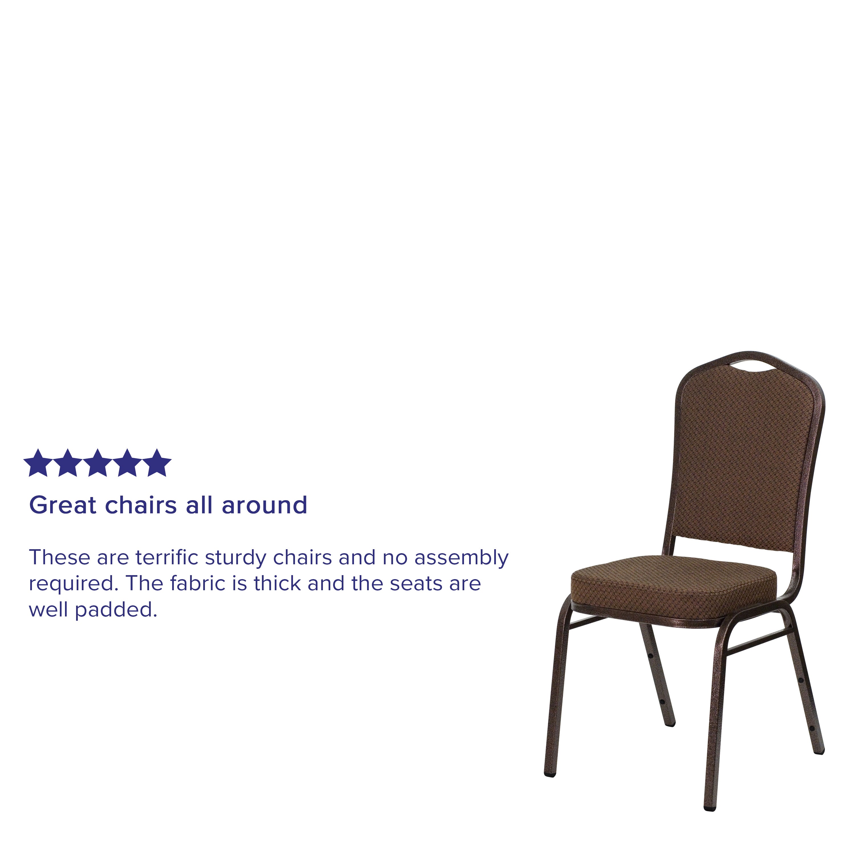 HERCULES Series Crown Back Stacking Banquet Chair in Brown Patterned Fabric - Copper Vein Frame