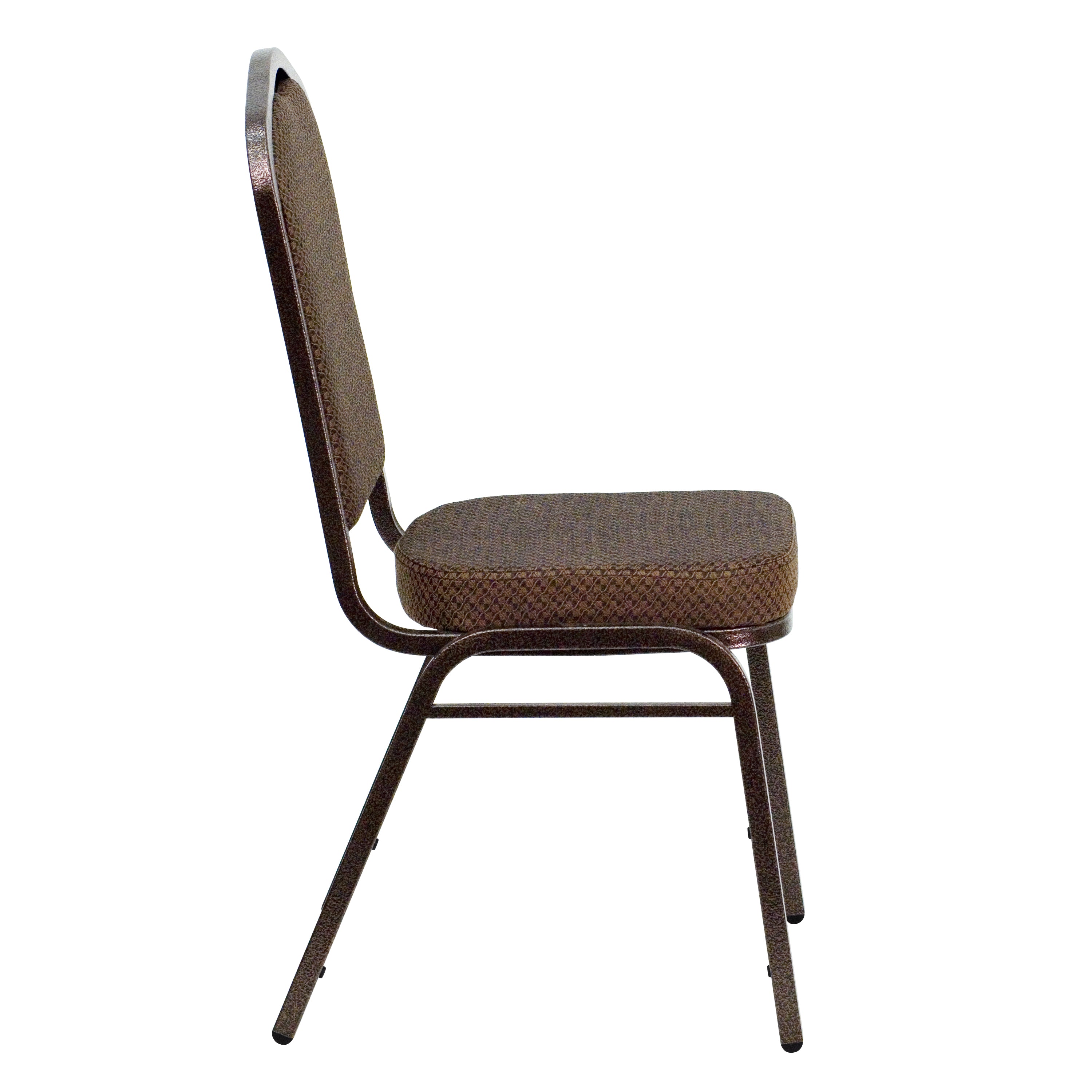 HERCULES Series Crown Back Stacking Banquet Chair in Brown Patterned Fabric - Copper Vein Frame