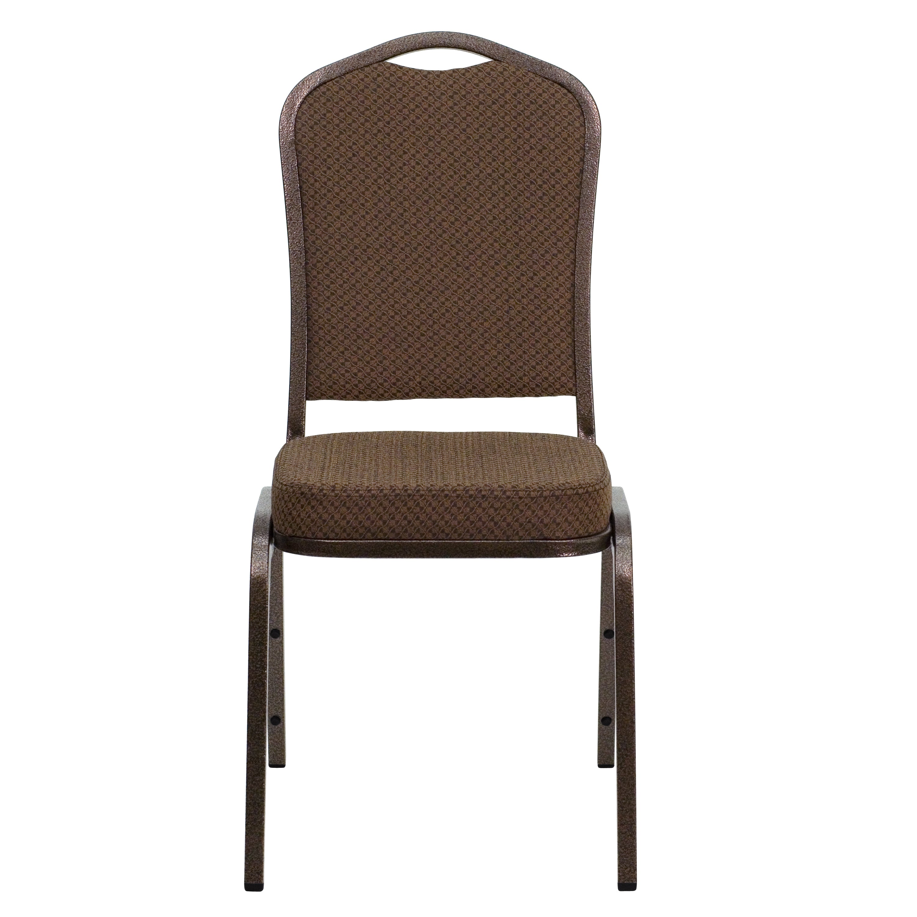 HERCULES Series Crown Back Stacking Banquet Chair in Brown Patterned Fabric - Copper Vein Frame