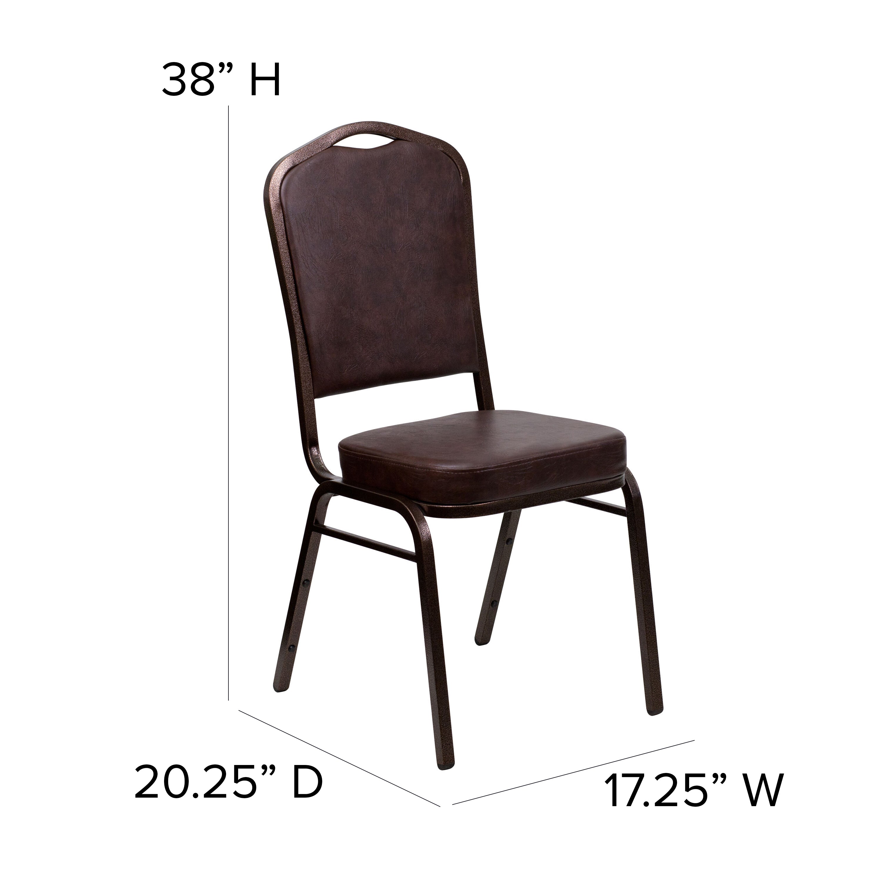 HERCULES Series Crown Back Stacking Banquet Chair in Brown Vinyl - Copper Vein Frame