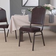 HERCULES Series Crown Back Stacking Banquet Chair in Brown Vinyl - Copper Vein Frame