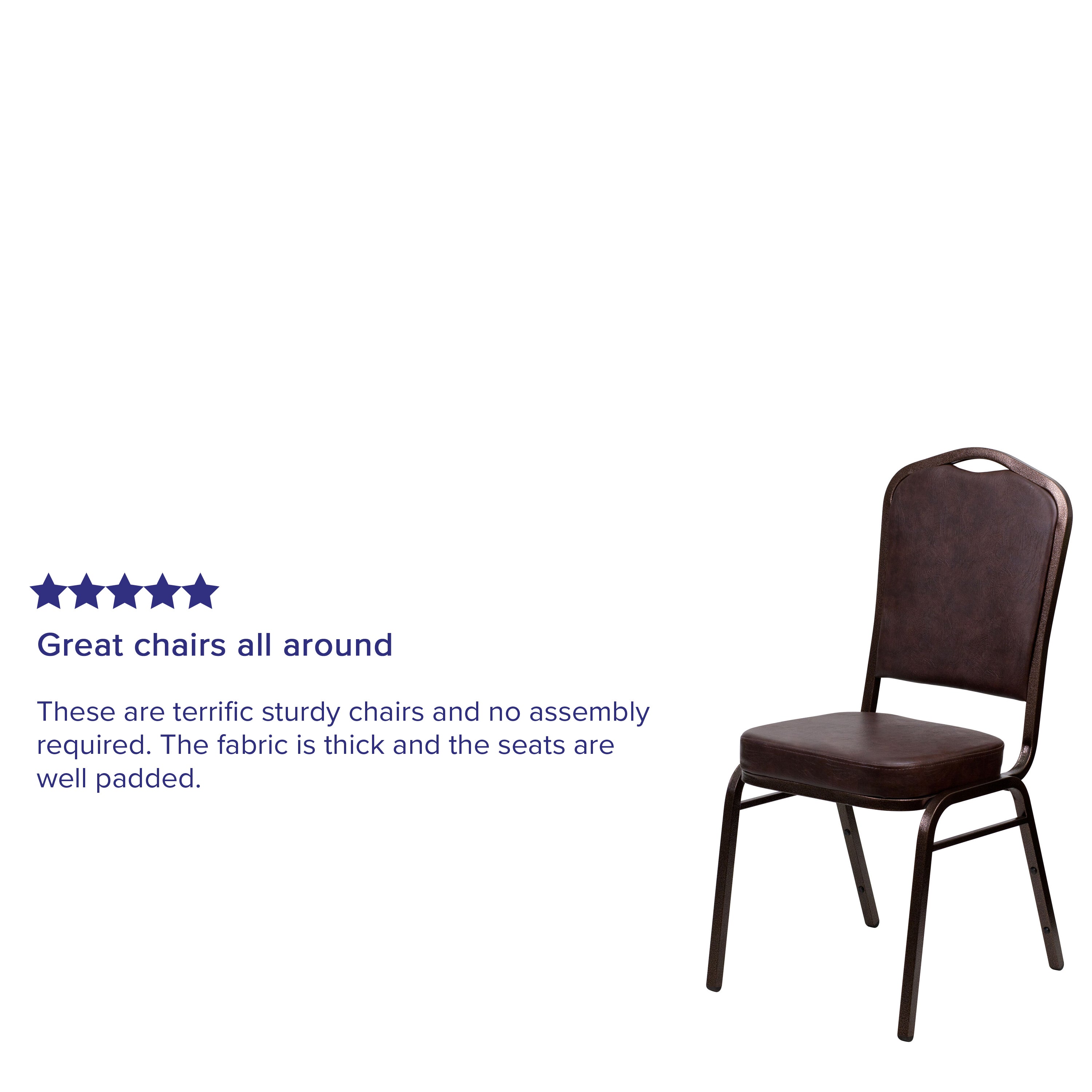 HERCULES Series Crown Back Stacking Banquet Chair in Brown Vinyl - Copper Vein Frame