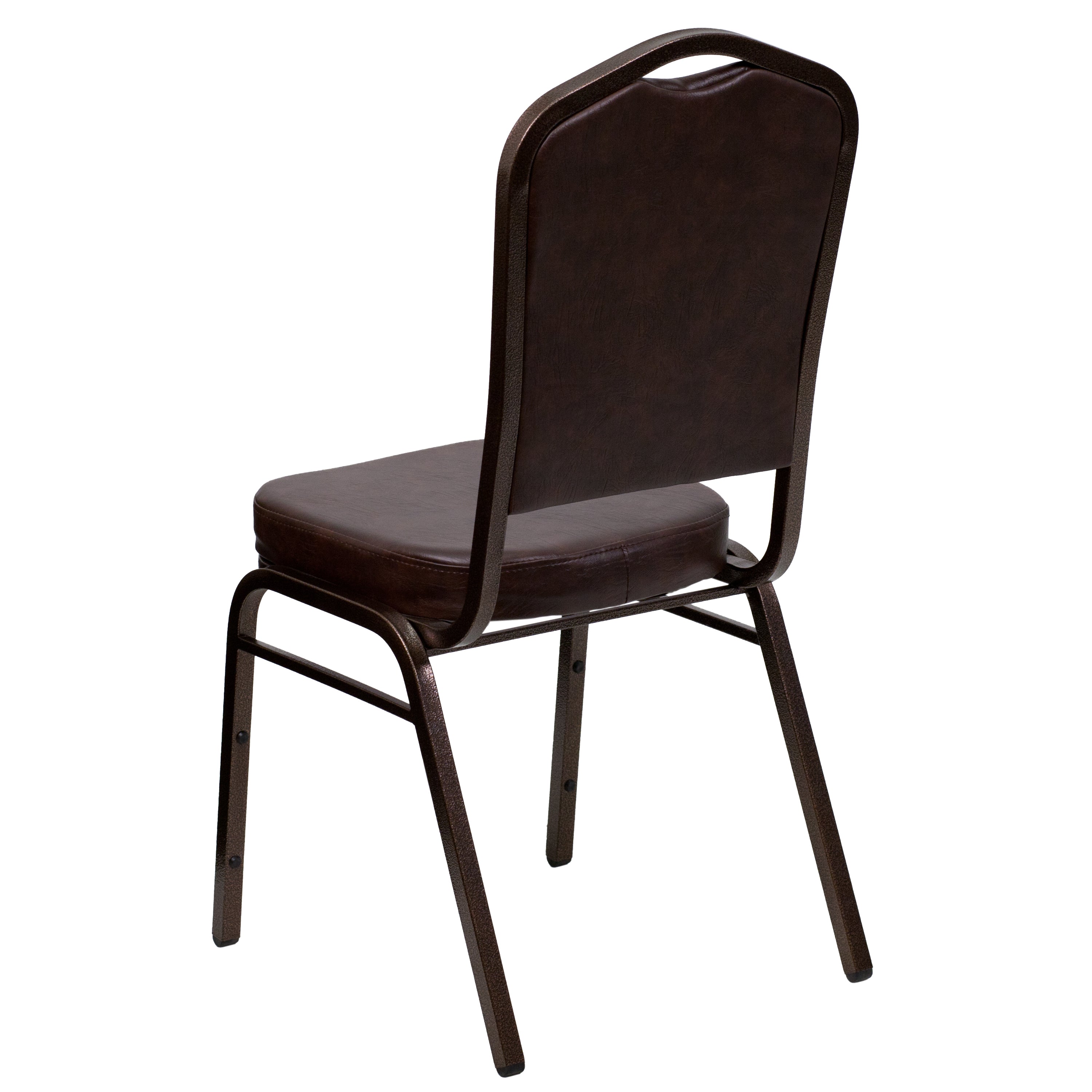HERCULES Series Crown Back Stacking Banquet Chair in Brown Vinyl - Copper Vein Frame