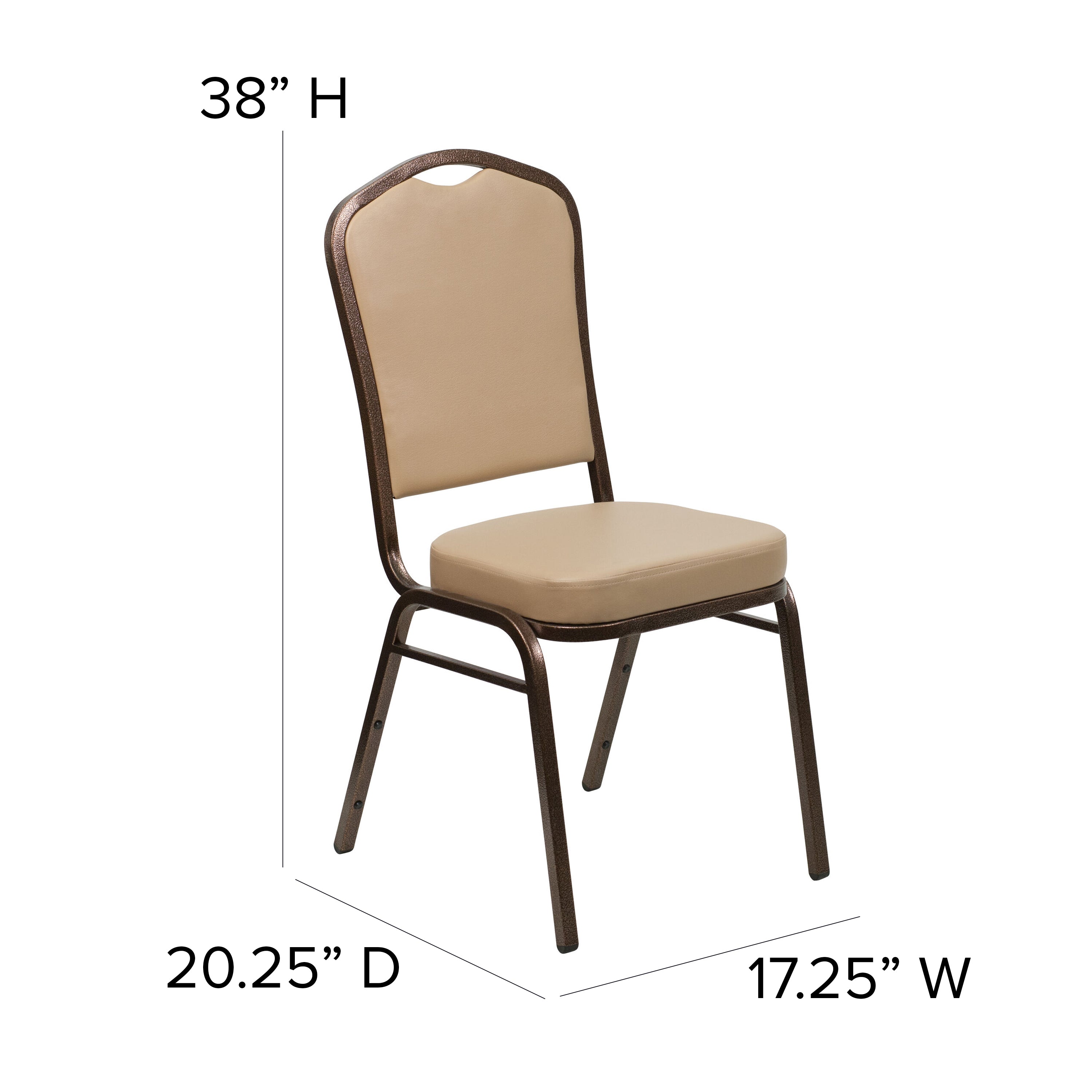 HERCULES Series Crown Back Stacking Banquet Chair in Tan Vinyl - Copper Vein Frame