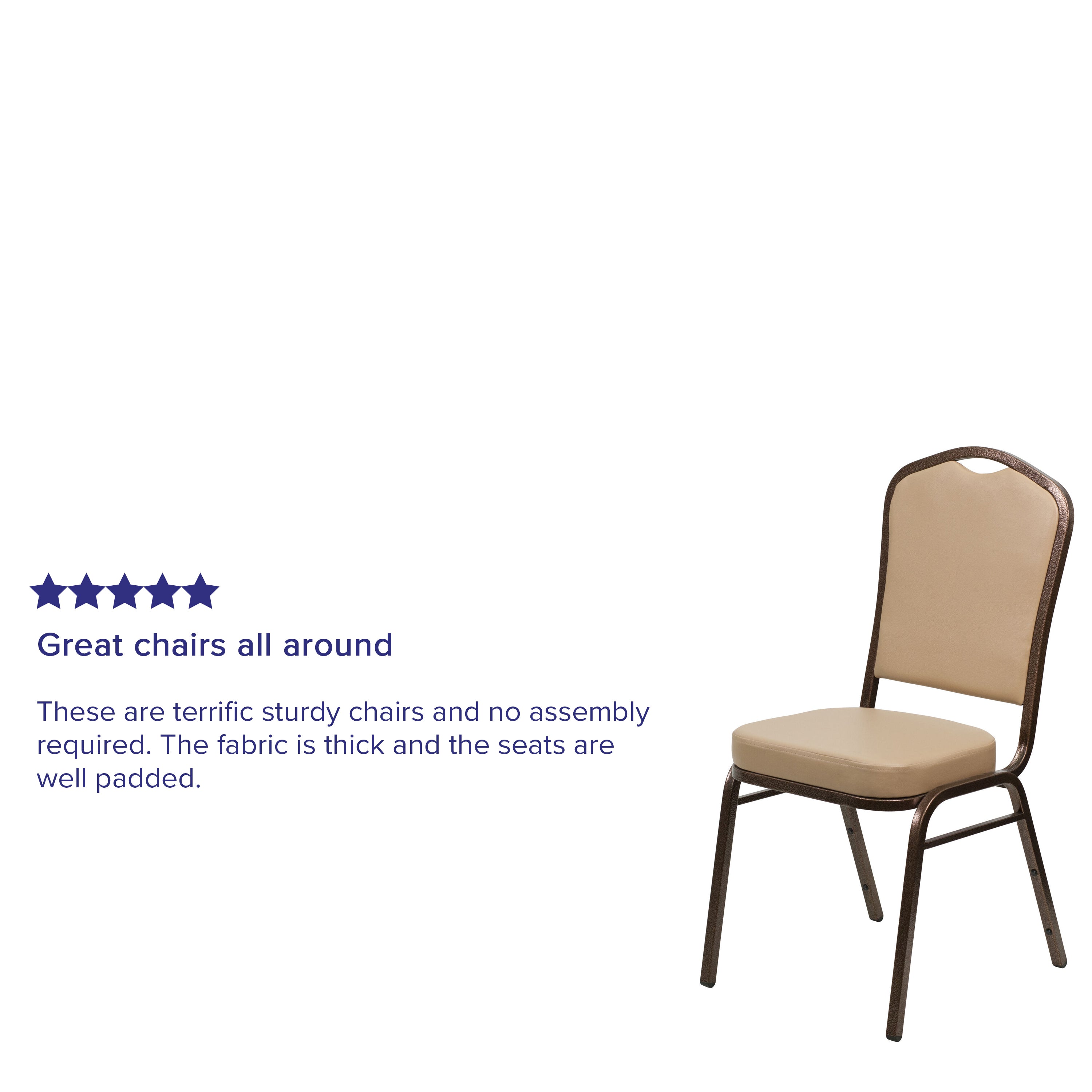 HERCULES Series Crown Back Stacking Banquet Chair in Tan Vinyl - Copper Vein Frame