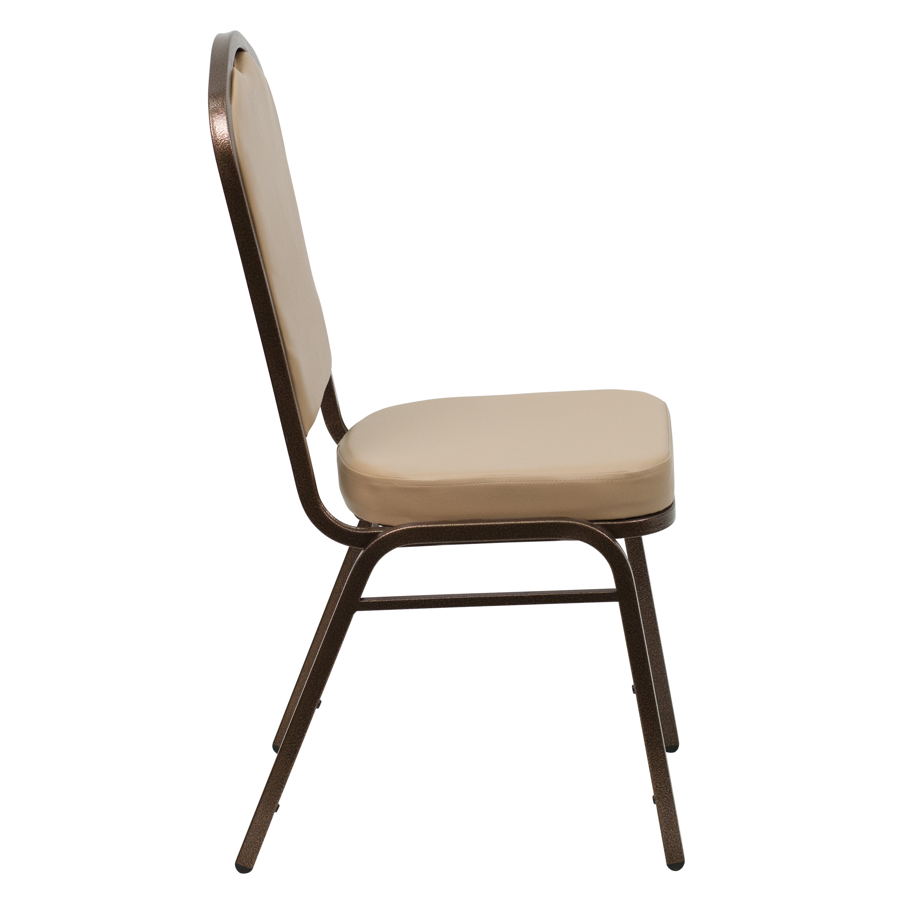 HERCULES Series Crown Back Stacking Banquet Chair in Tan Vinyl - Copper Vein Frame